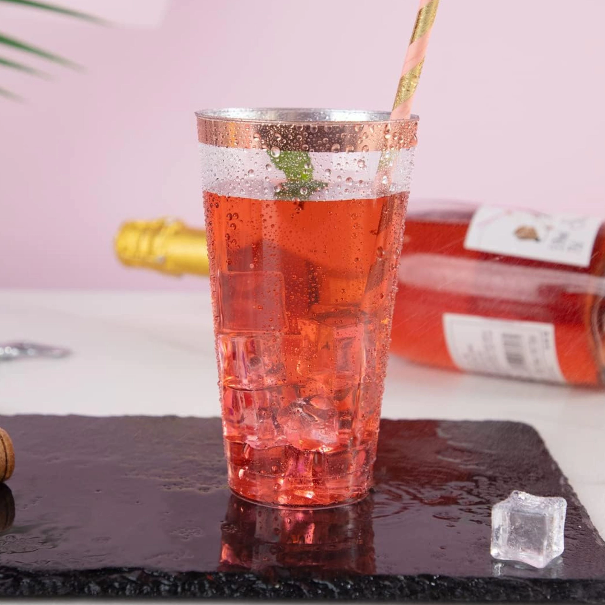 Stock Preferred 100 Count Clear Plastic Disposable Party Cups with Elegant Rims 16 Oz