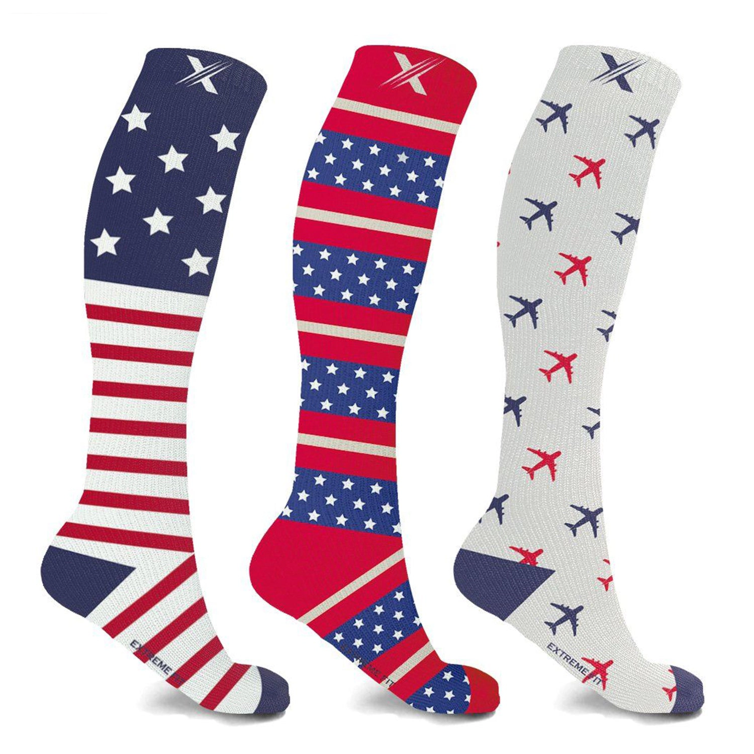 Extreme Fit Compression Socks Knee High - Made For Running, Athletics 3 Pair