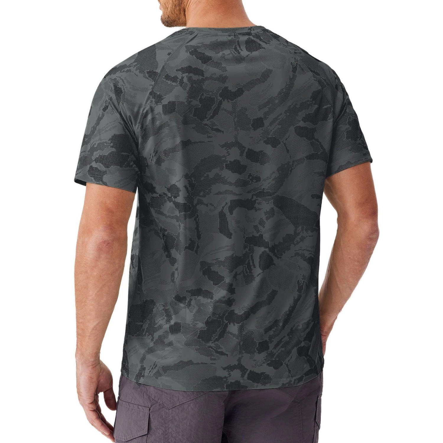 Pinspark Mens Light Blue Camouflage Short Sleeve Crew Neck Raglan Athletic T-Shirts
