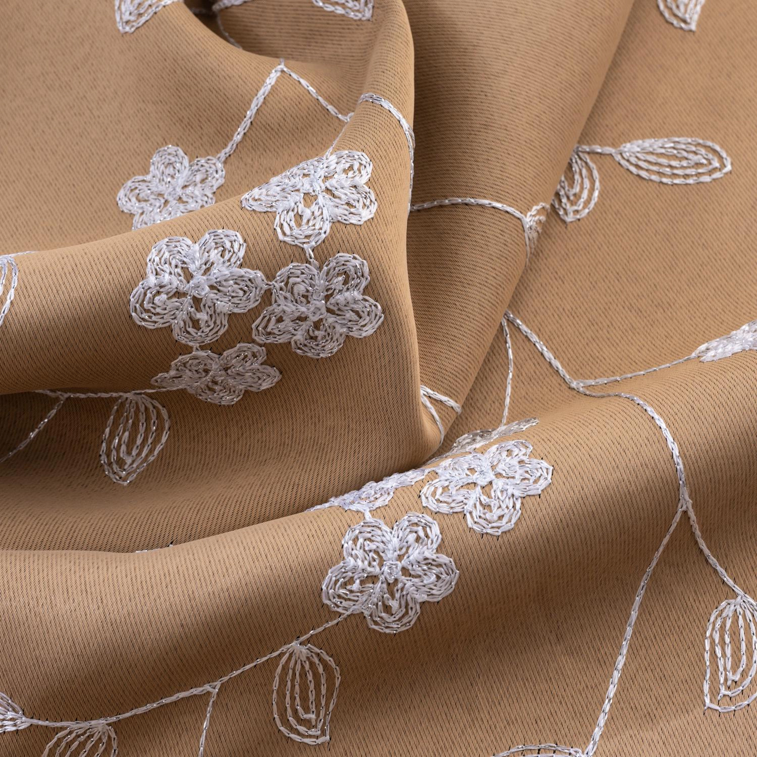 RT Designer Collection Lilian Embroidered Blackout Luxurious Decorative Grommet Curtain Panel 54" x 95" Taupe
