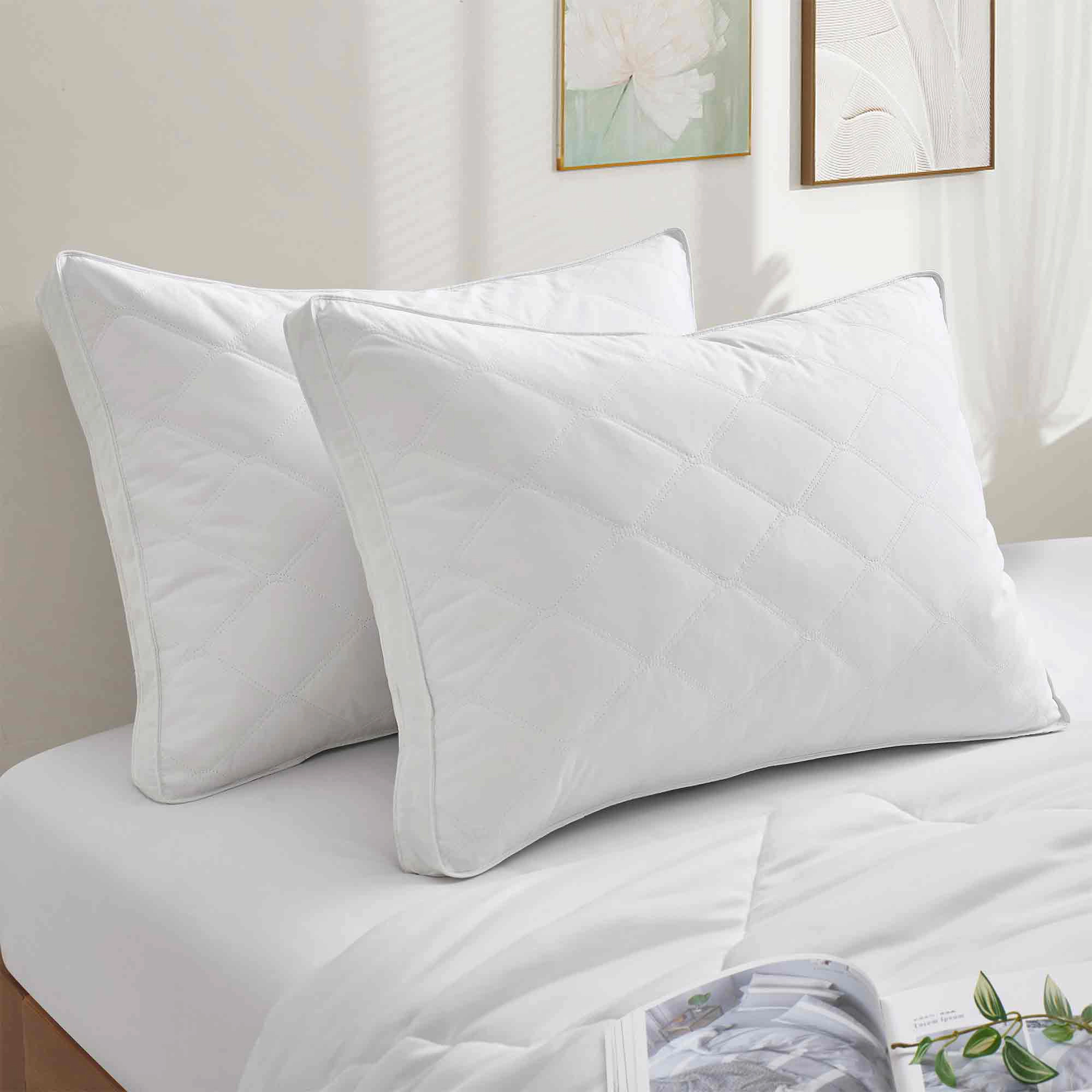 PeaceNest Gusseted Feather and Down Pillows with Cotton Shell,Medium-Firm Support,2-Pack