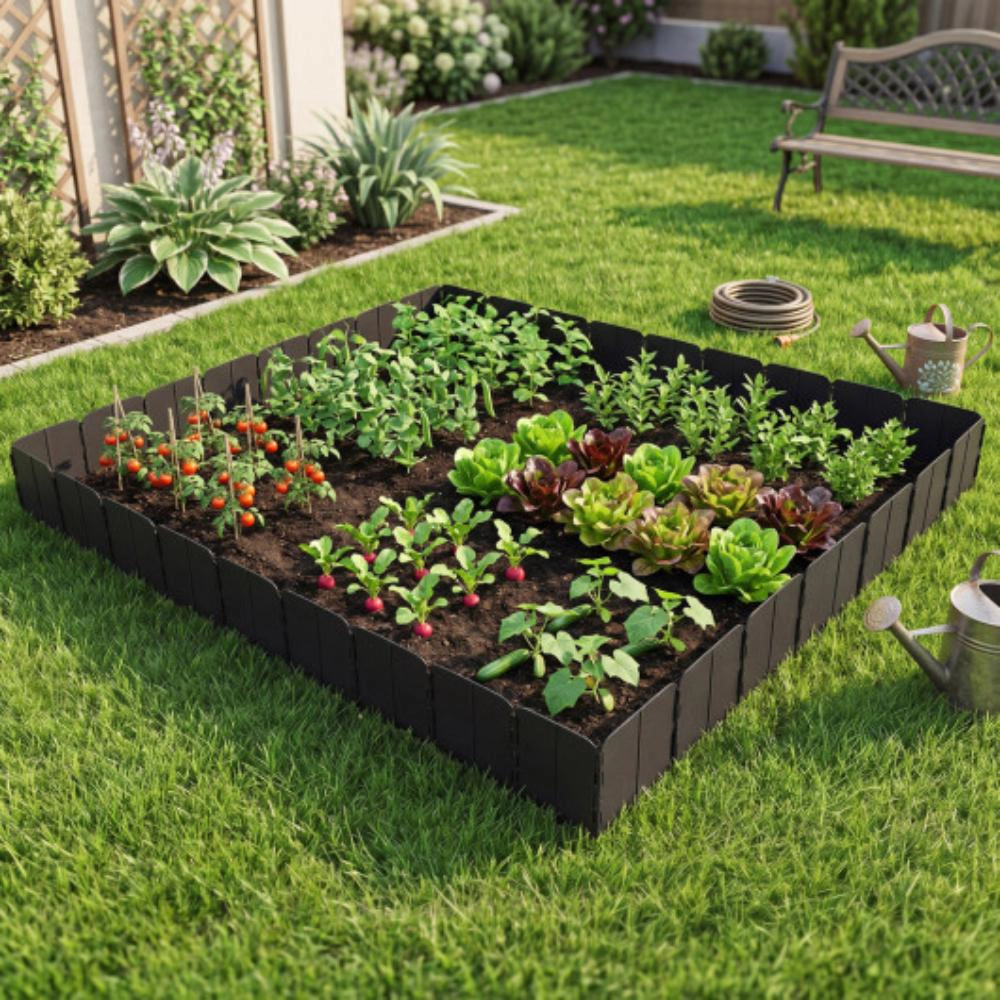 Hivvago 10.5 FT 70 PCS Garden Edging Borders No Dig Interlocking Design for Flower Beds