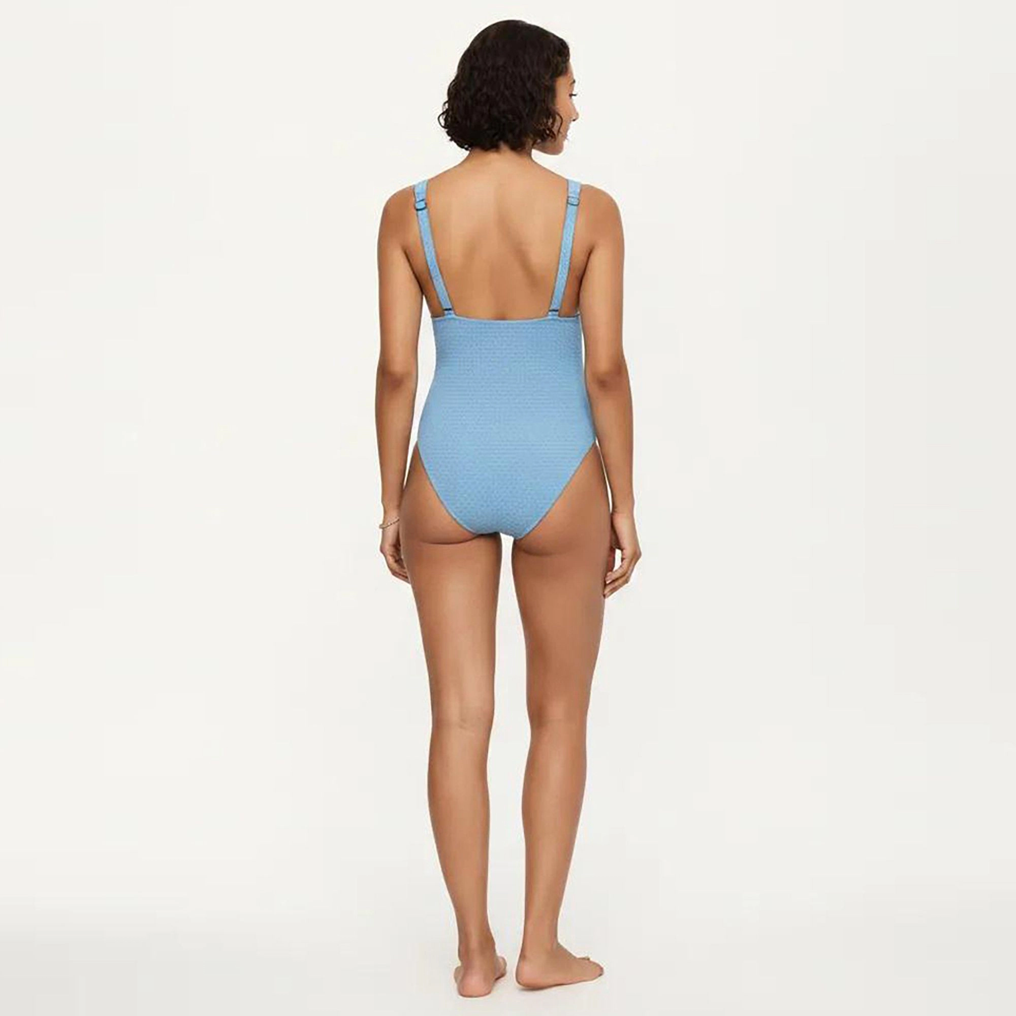 Anna-Kaci Women Maternity Ribbed One-Piece Swimsuit - Plunge Neckline, Side Gathering