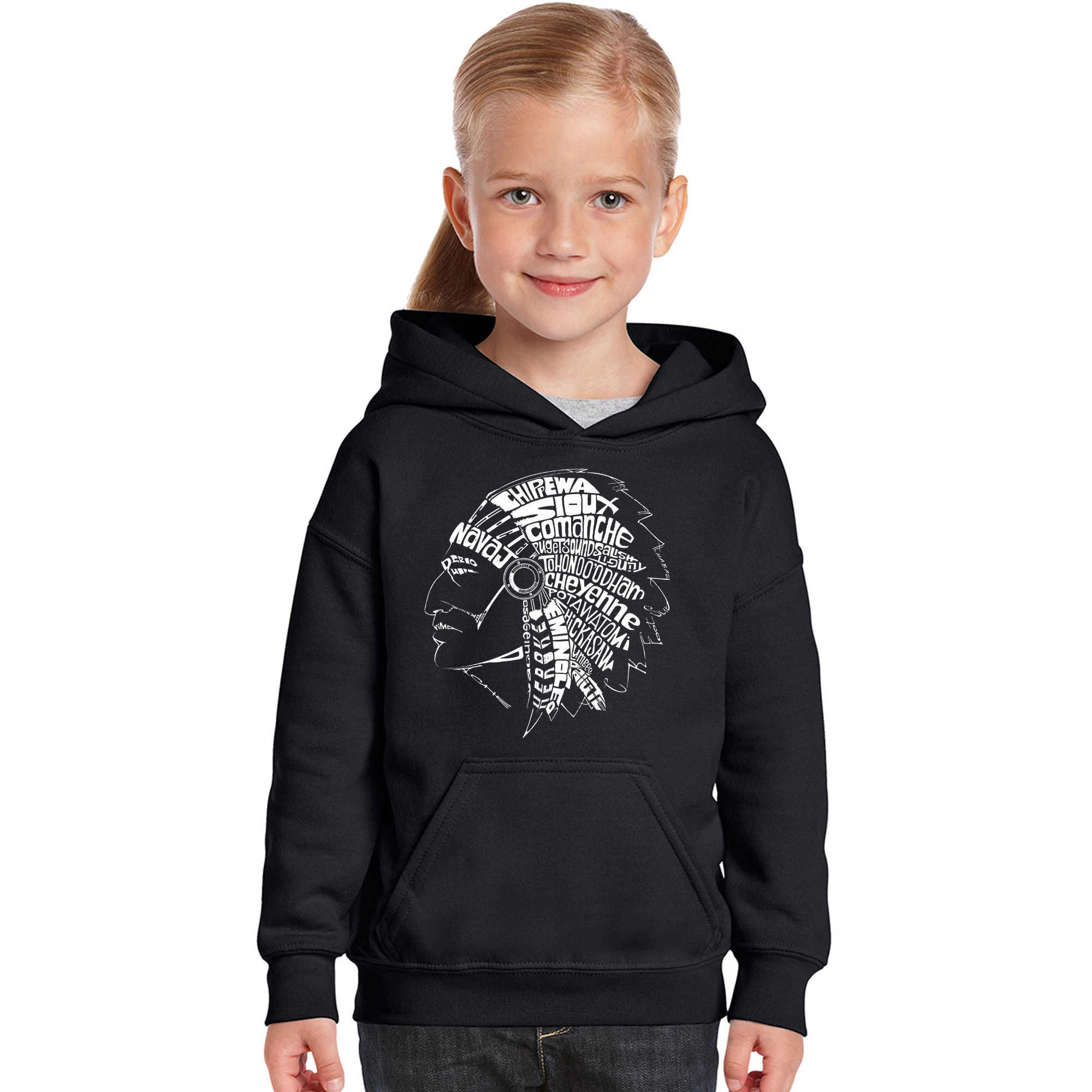 LA Pop Art Girls Word Hoodie - POPULAR NATIVE AMERICAN INDIAN TRIBES
