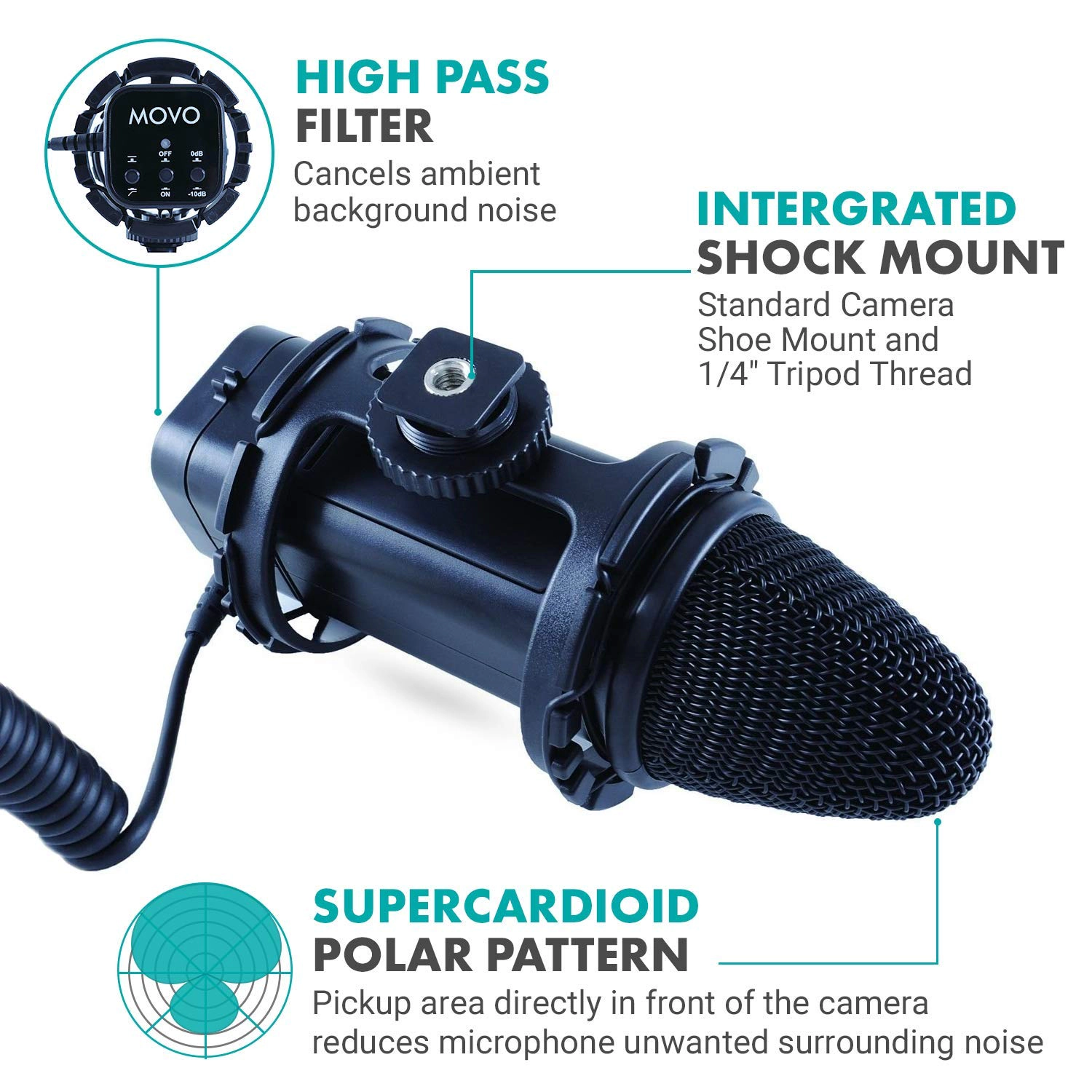Movo VXR300 X/Y Stereo Condenser Video Microphone Compatible with DSLR Cameras Camcorders