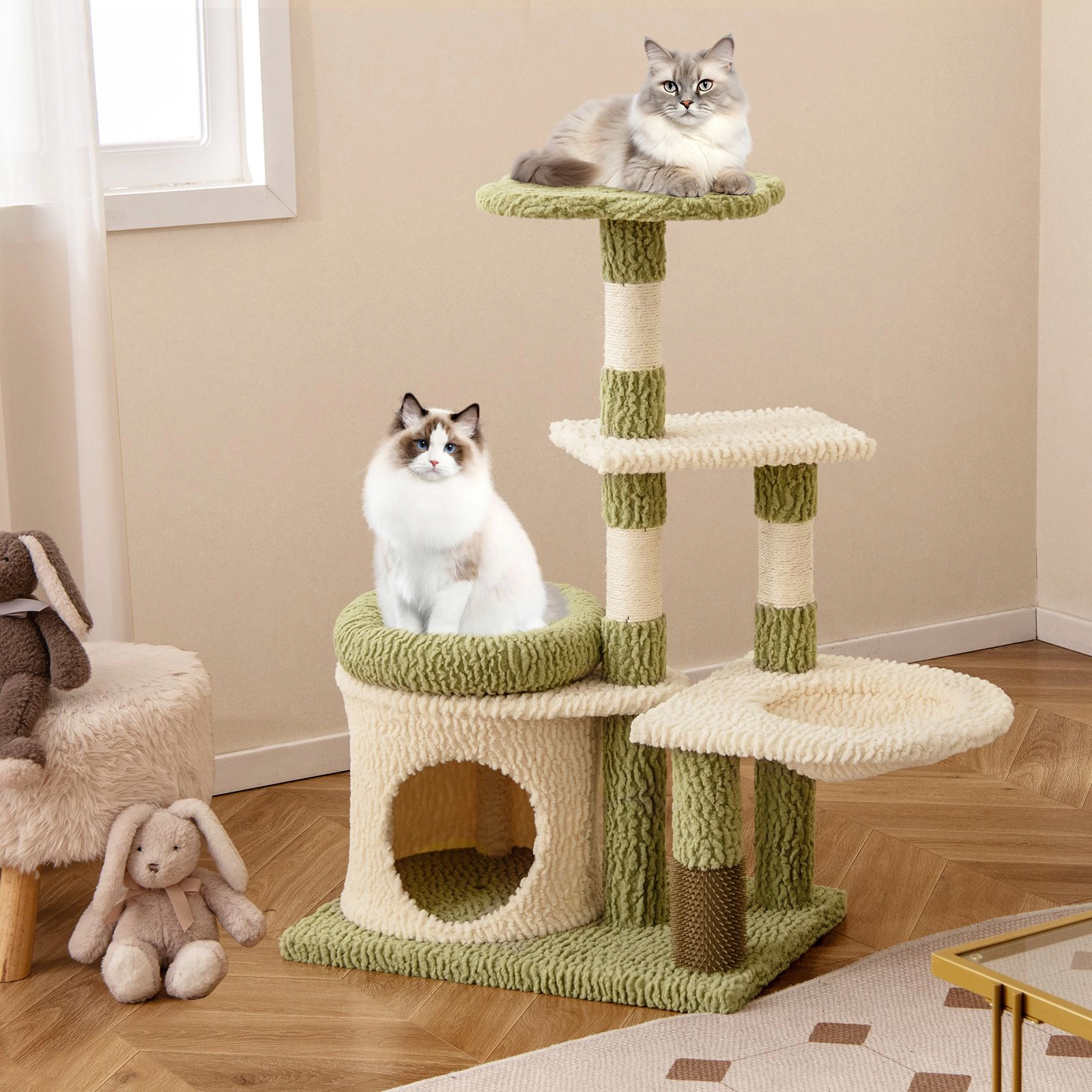 SlickBlue 38 Inch Cat Tree with Condo Hammock and Scratching Posts