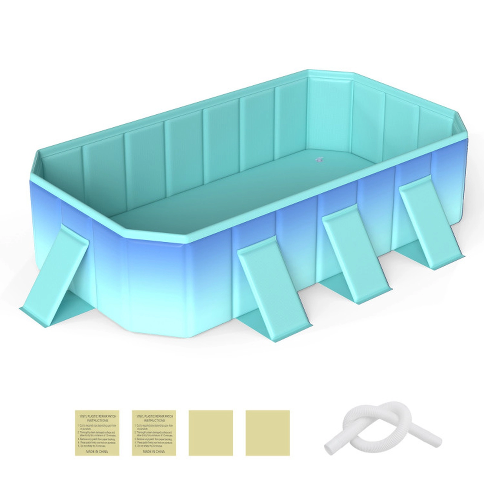 SUGIFT 99 x 52-in 881-lb Capacity Gradient Non-Inflatable Foldable Above Ground Swimming Pool with Drain Hose