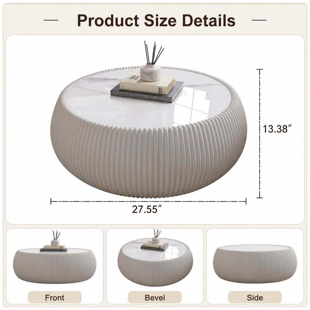 GOODSILO Round Low Profile Multi Material Accent Table