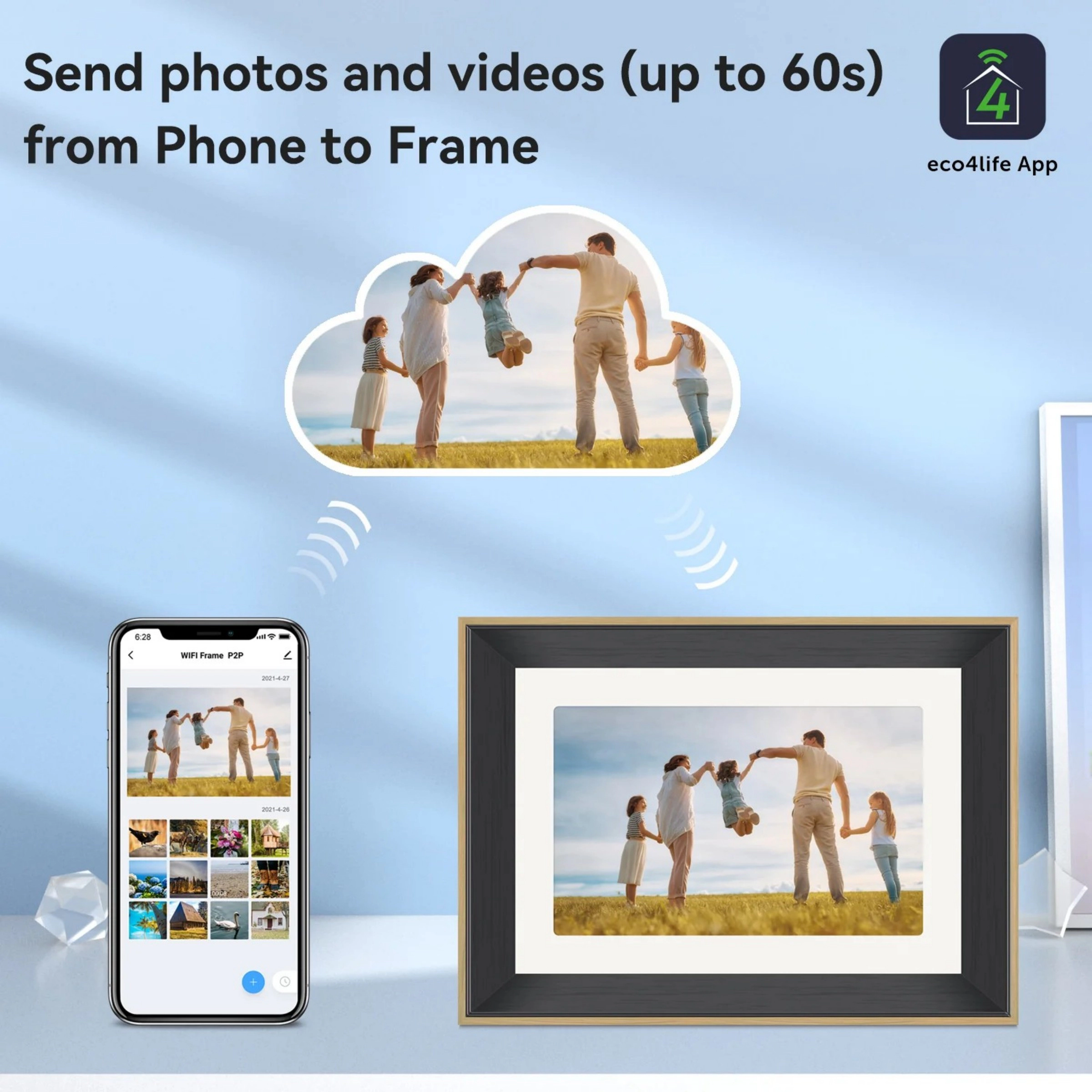 Eco4life 10.1" WiFi Digital Photo Frame Instant Photo Share
