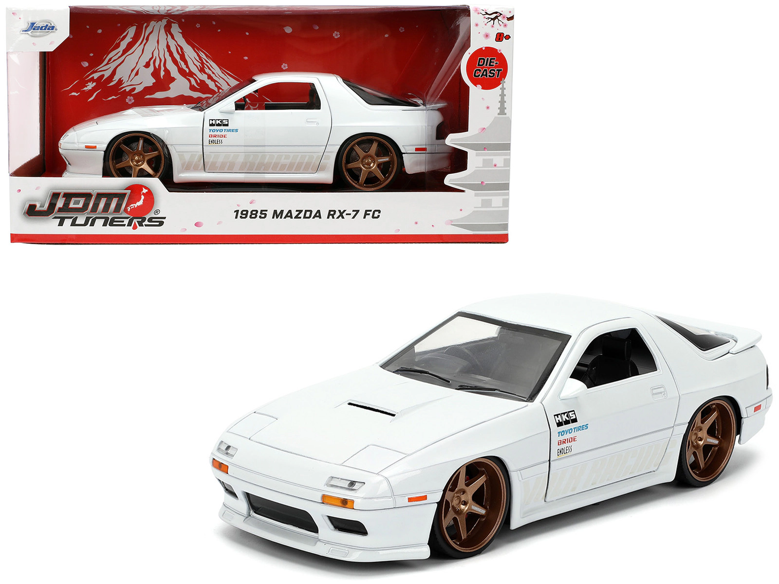Jada 1985 Mazda RX-7 White "JDM Tuners" Series 1/24 Diecast Model Car by Jada