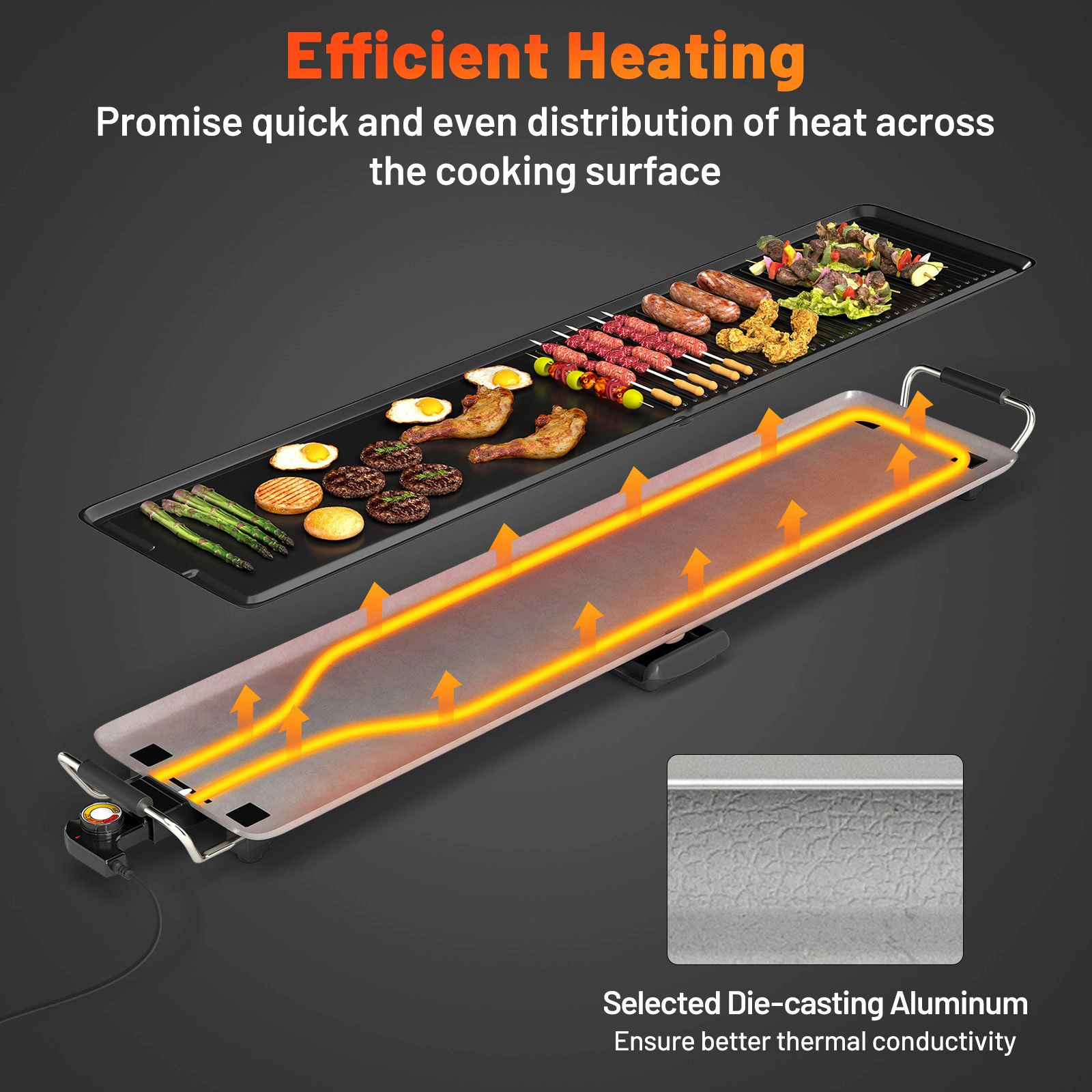 SlickBlue Extra Large Nonstick Electric Grill Griddle for Indoor Cooking