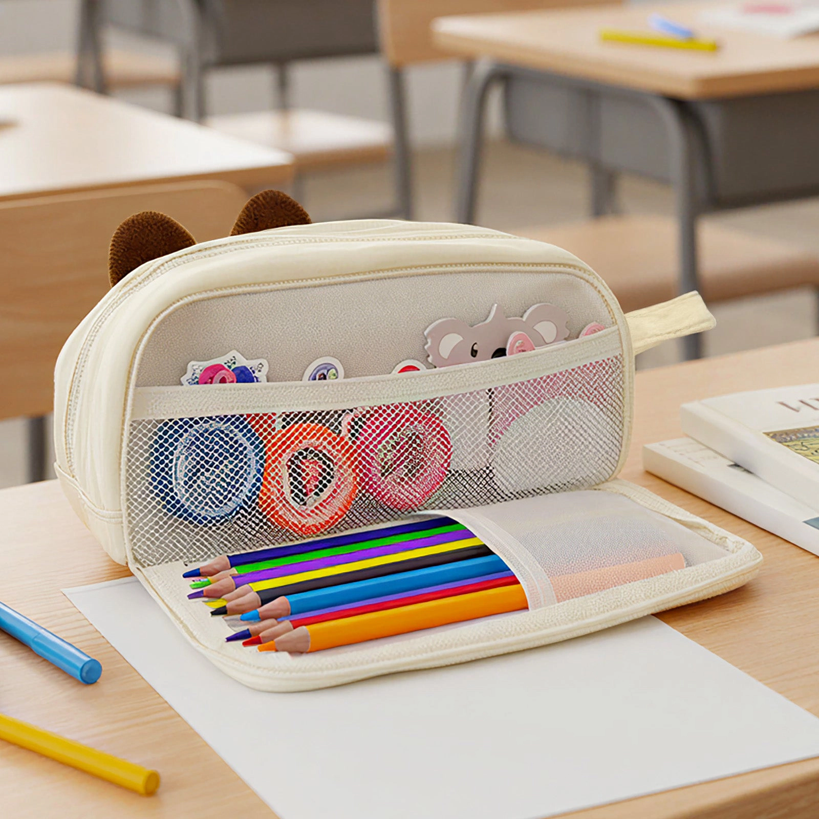 Wrapables 3D Animal Face 2-Compartment Pencil Case, Capybara