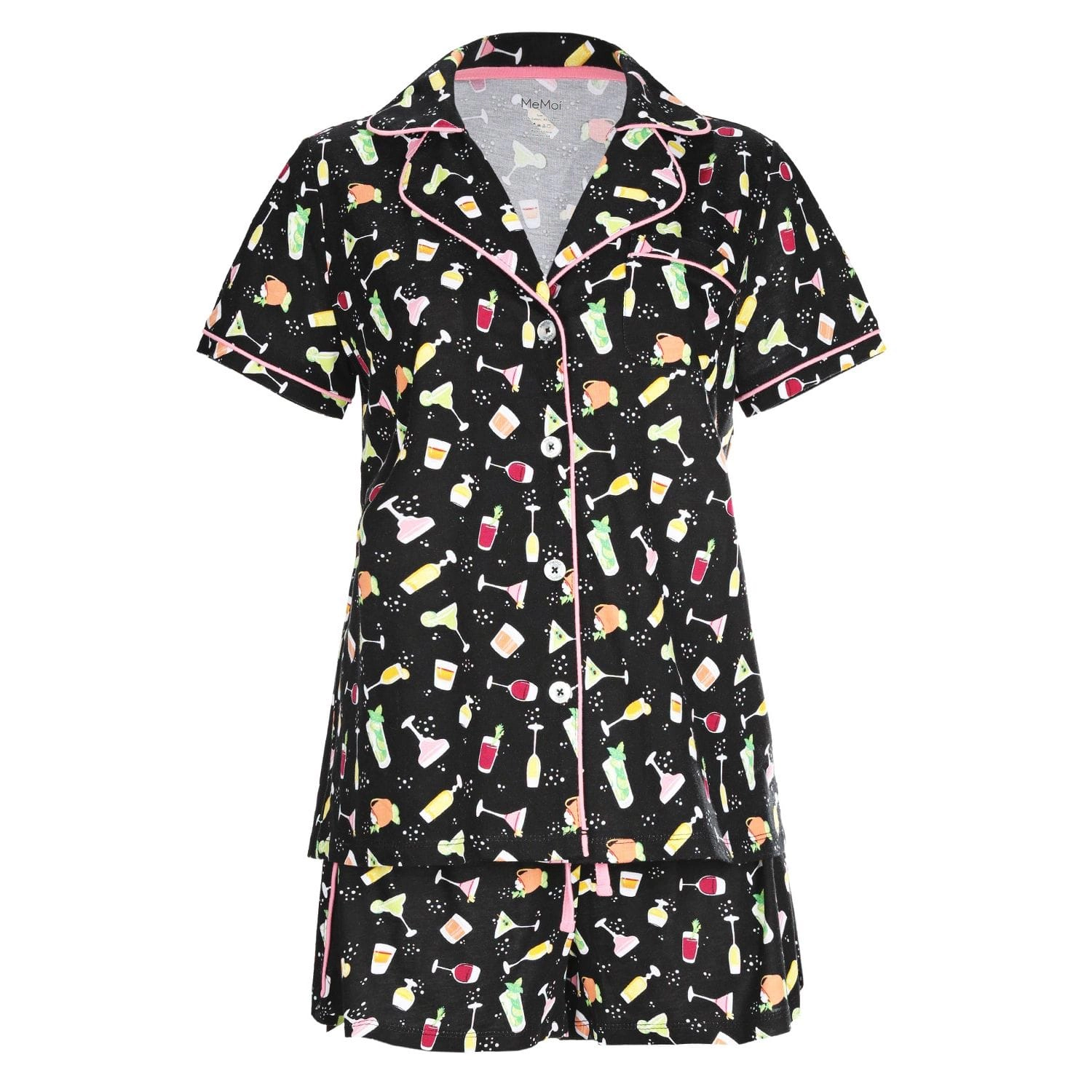 MeMoi Women's Cocktail Notch Collar Cotton Blend Pajama Set