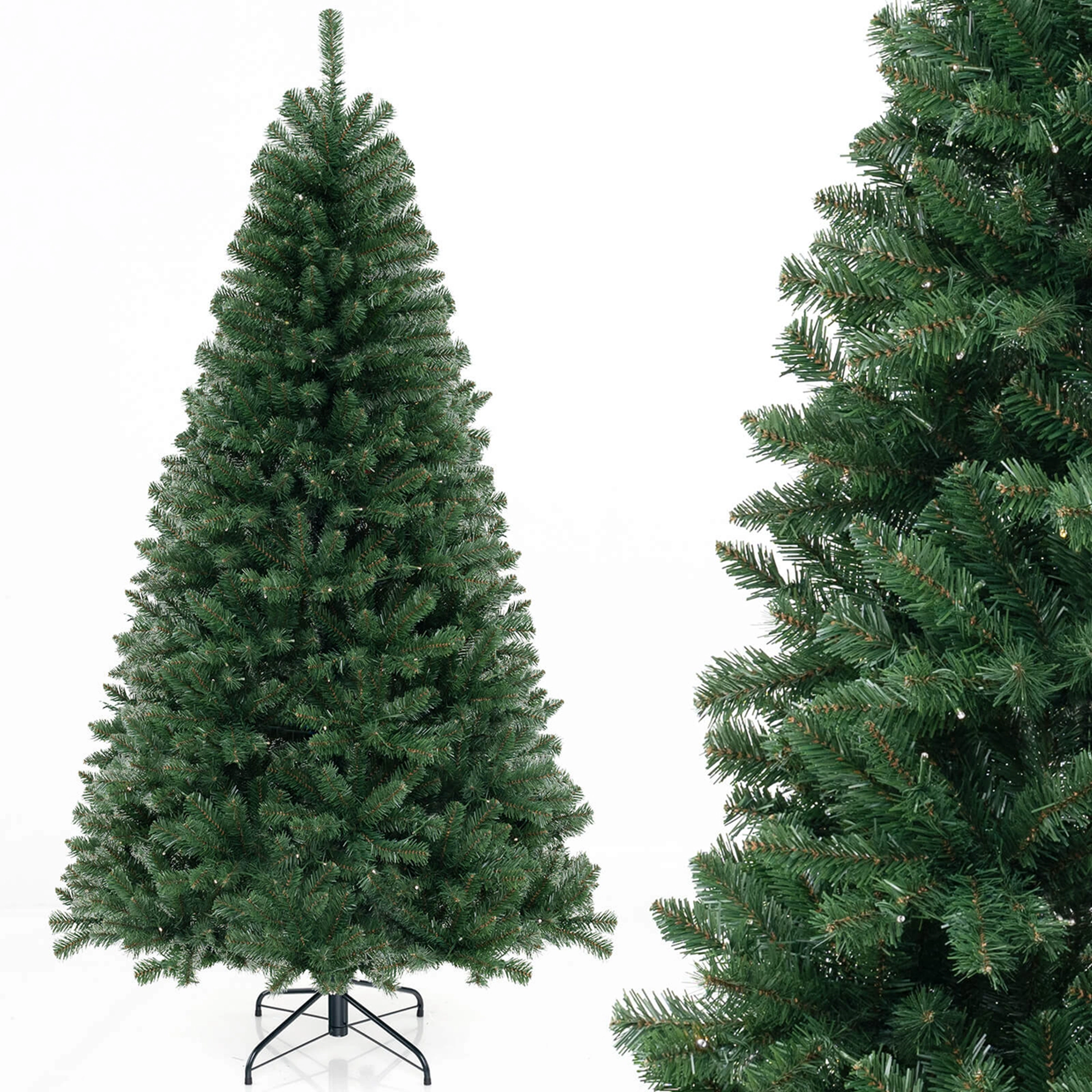 Costway 6/7/8 FT Christmas Tree with 568 PVC Branch Tips 200/250/400 Warm LED Lights Gloves