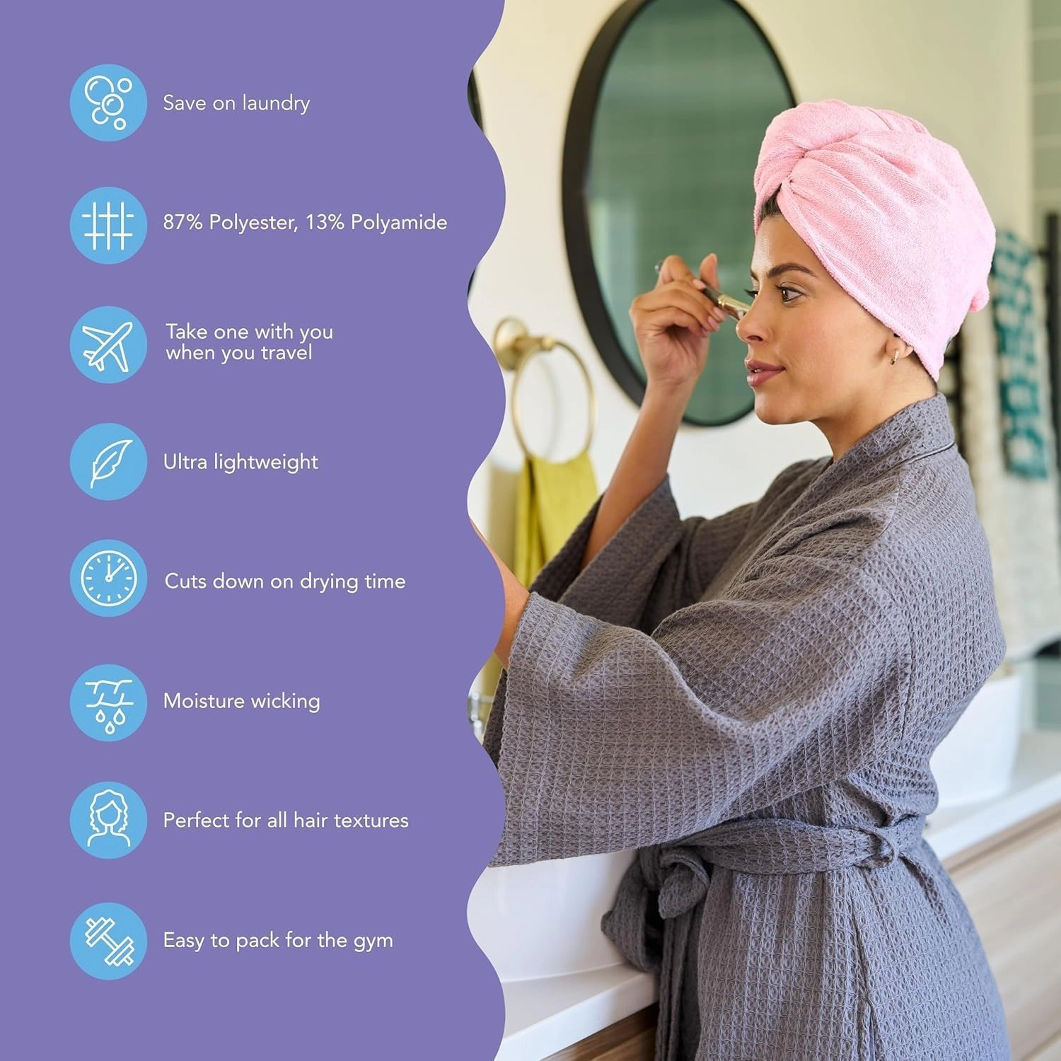 PIGFDK 2-pack Extra Longfiber Hair Towel For Beauty  Travel Gifting - Wrap Turban & Thick Personal Care Pink&mint