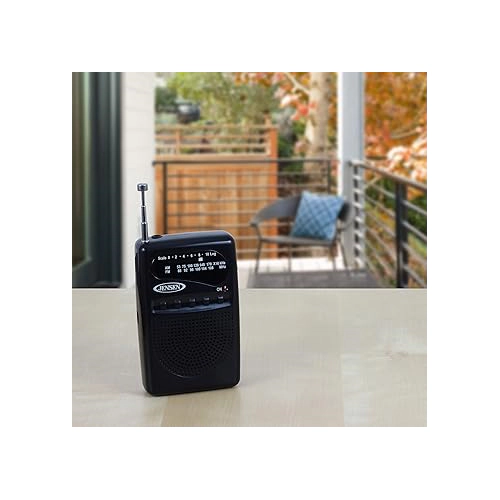Jensen AM/FM Portable Pocket Radio MR-180, Black