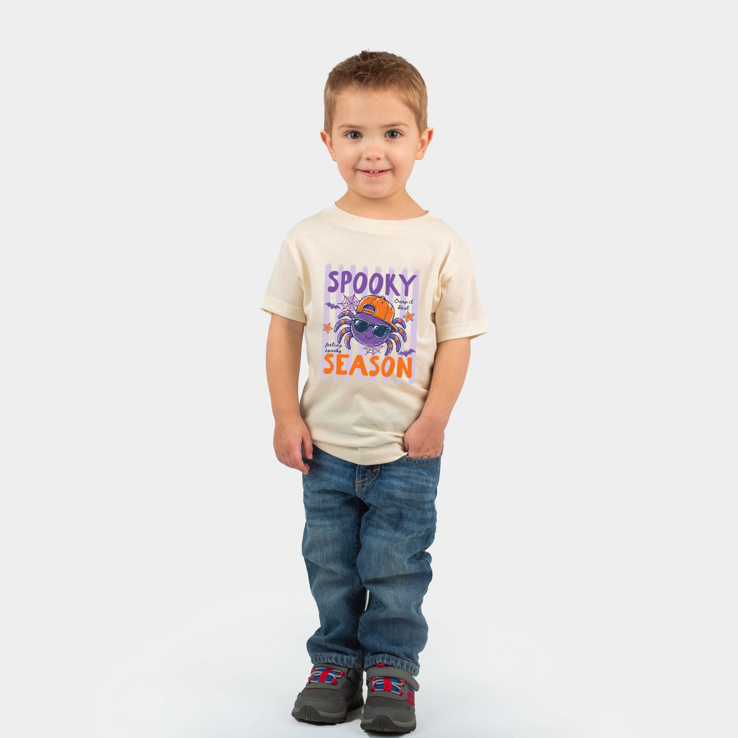 The Juniper Shop - Toddler Short Sleeve Graphic T-Shirt Spooky Season Spider Stripes