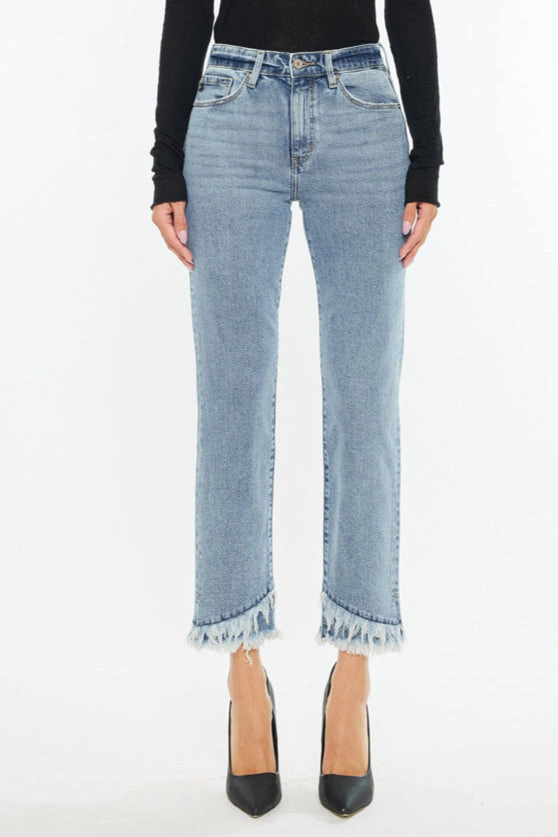 KanCan Women's Essentials High Rise Straight Fit Leg Jeans Clover