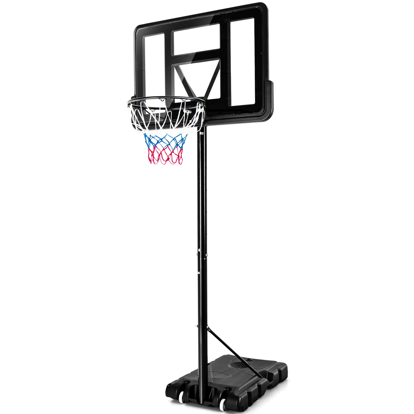SUGIFT Portable Basketball Hoop Stand with Shatterproof HDPE Backboard and Wheels 4.25-10-ft Rim Black Red