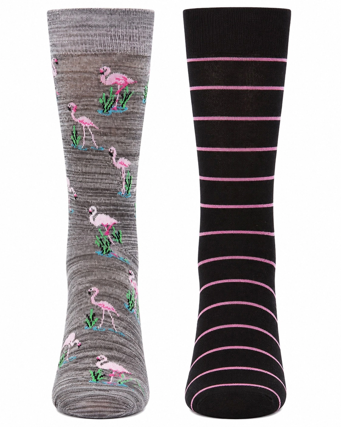 MeMoi Men's 2 Pair Pack Flamingo Bamboo Blend Crew Socks