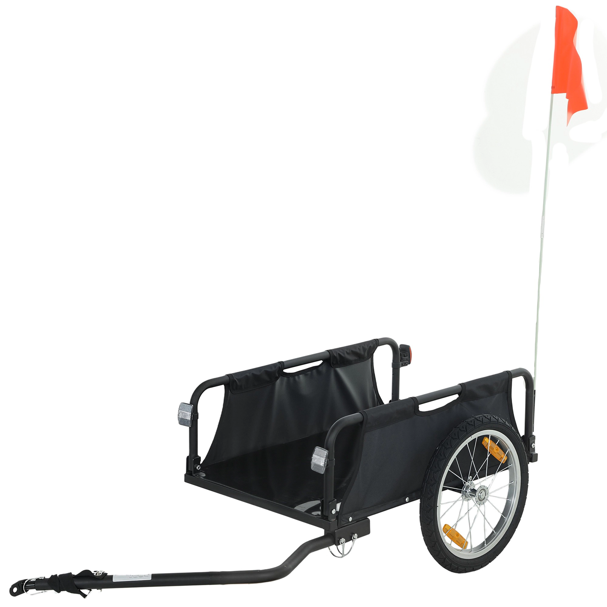 HONGGE Bike Cargo Trailer, Bicycle Trailer Wagon Cart with Quick Release 16" Pneumatic Wheels, Aluminum Rims, Red Flag