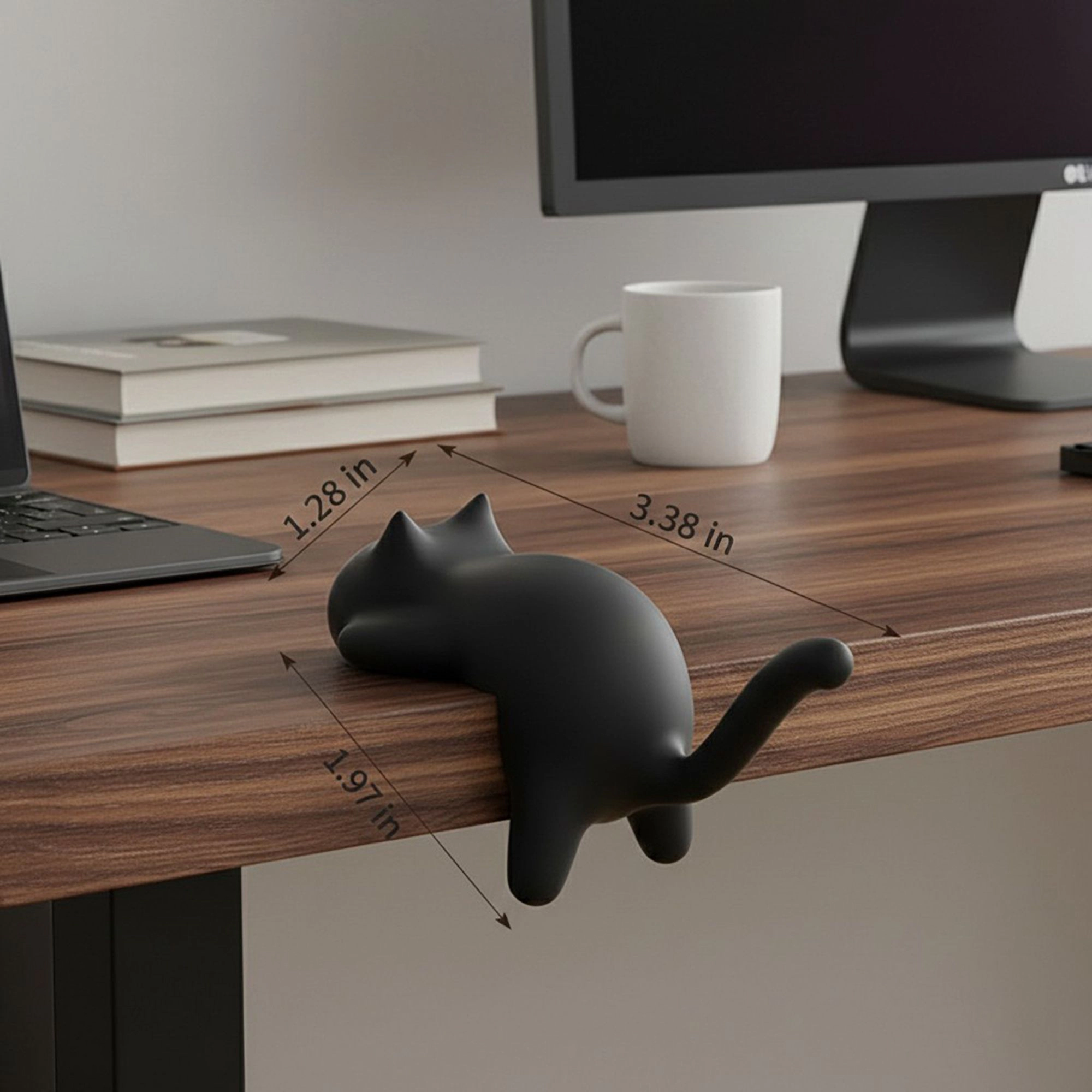 Alilang Unisex 3-Piece Desk Edge Bag Hook with Cat-Shaped Design and Protective Non-Slip Surface