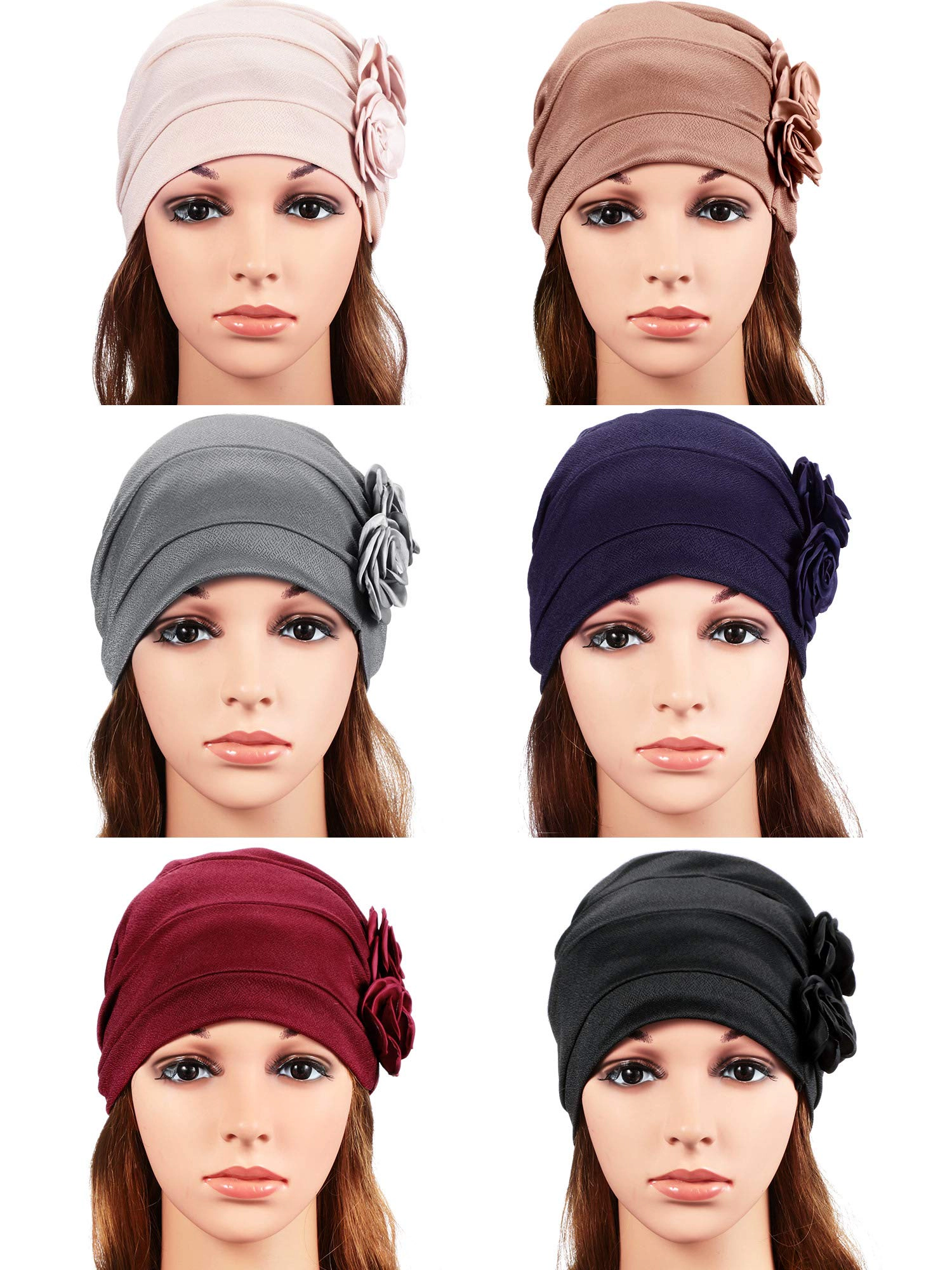 PIGFDK 6 Pack Head Wraps Turbans For Women Flower
