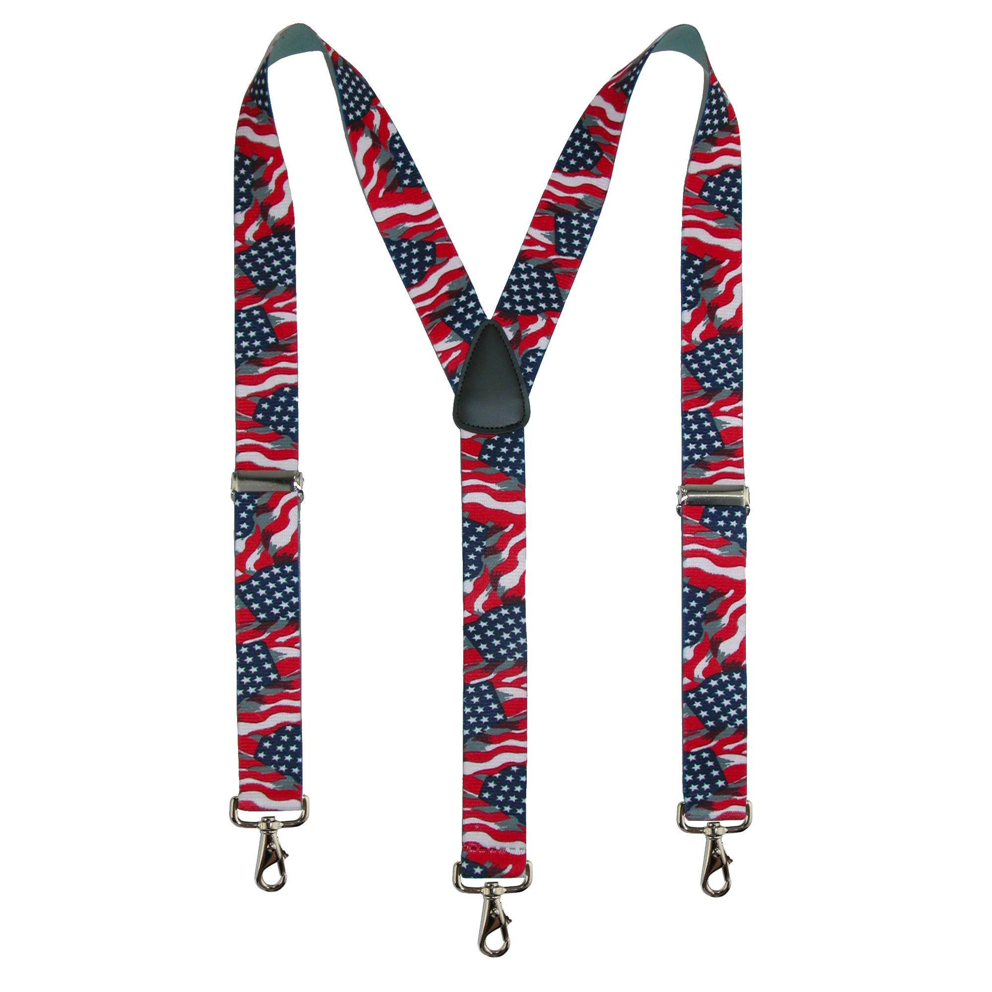 CTM Men's Elastic American Flag Suspender with Hook Ends