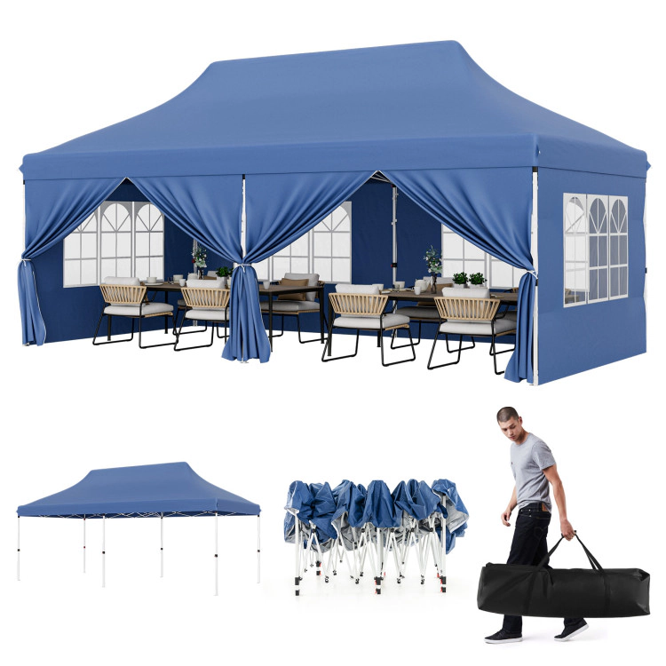 Hivvago 10 x 20 FT Pop up Canopy with 6 Sidewalls and Windows Carrying Bag for Party Wedding Picnic