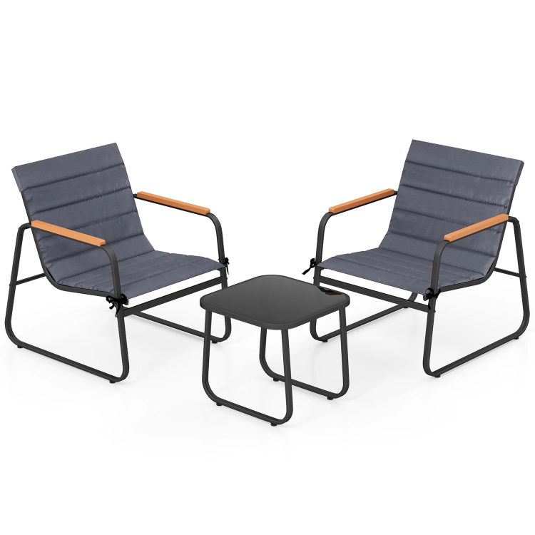 Hivvago 3 Pieces Patio Bistro Set Outdoor Fabric Conversation Set