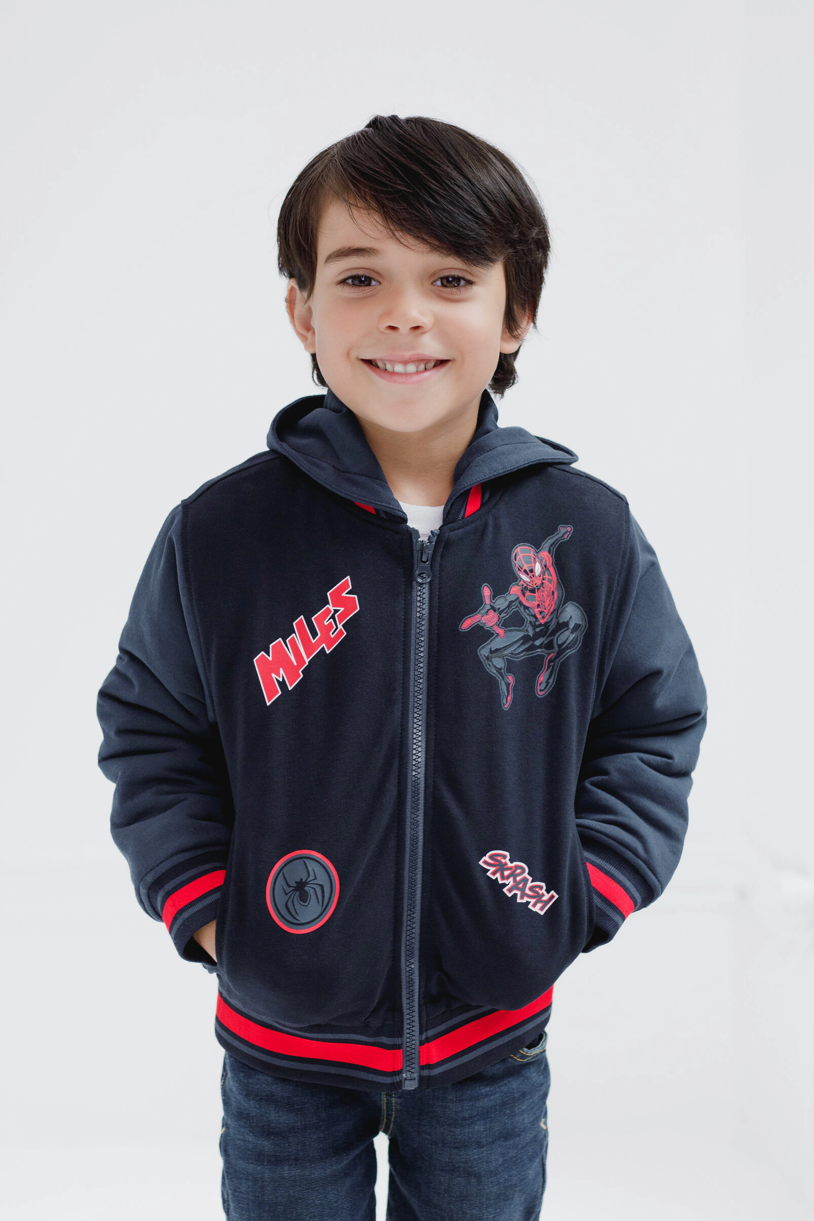 Marvel Spider-Man Boys' Varsity Hooded Bomber Jacket