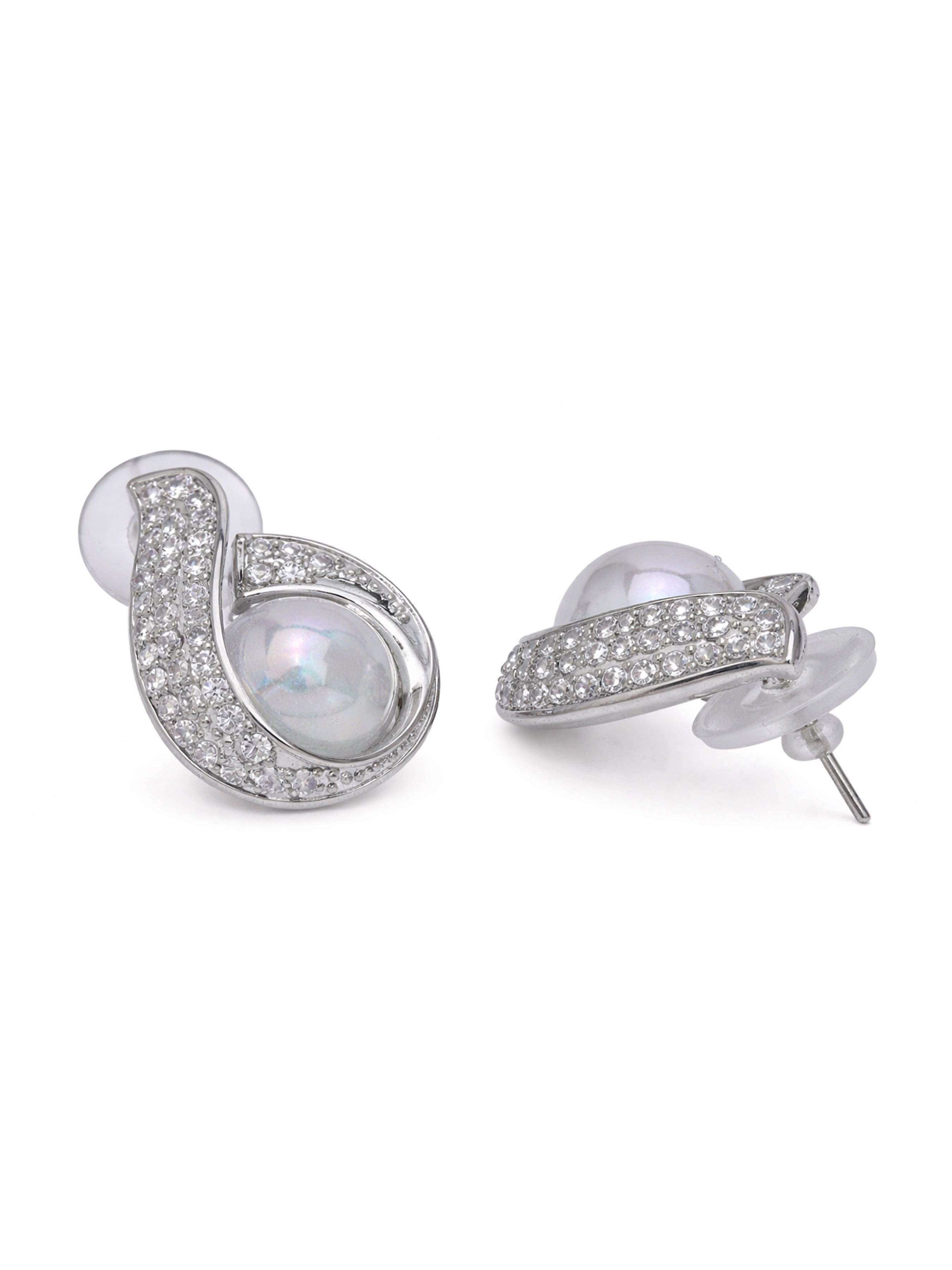 AGP PARIS Womens Swirl Opalescent Stone Stud Earrings