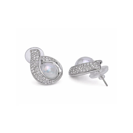 AGP PARIS Womens Swirl Opalescent Stone Stud Earrings