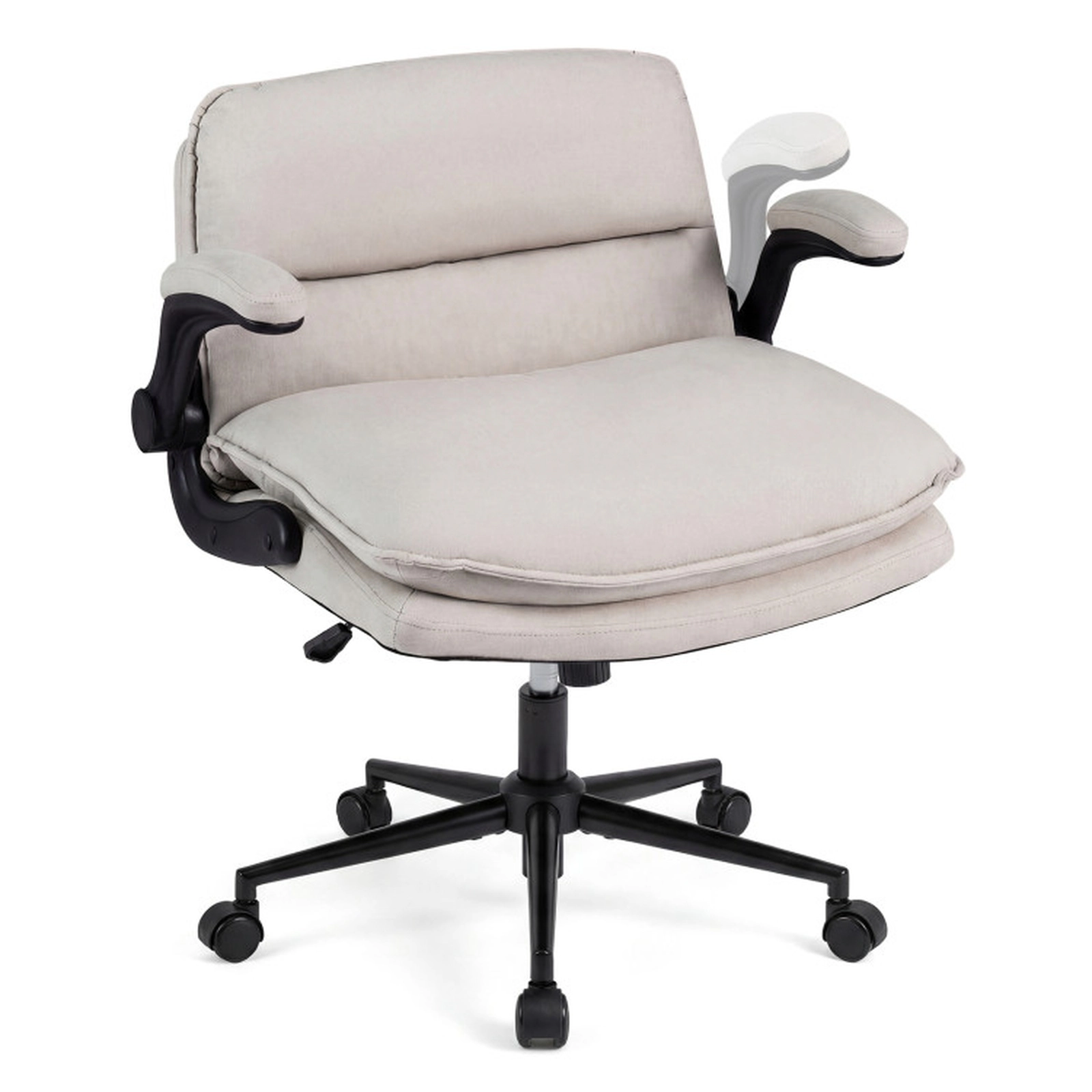 SUGIFT Flip-up Arms Adjustable Height Criss Cross Rolling Office Chair 31-in x 27-in x 32.5-in 330-lb Beige