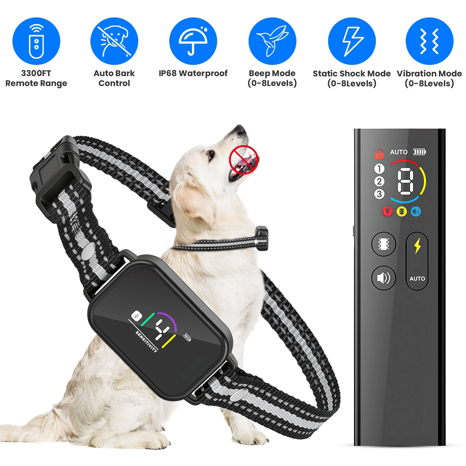 GBruno 2-in-1 Waterproof Dog Training Collar With Remote