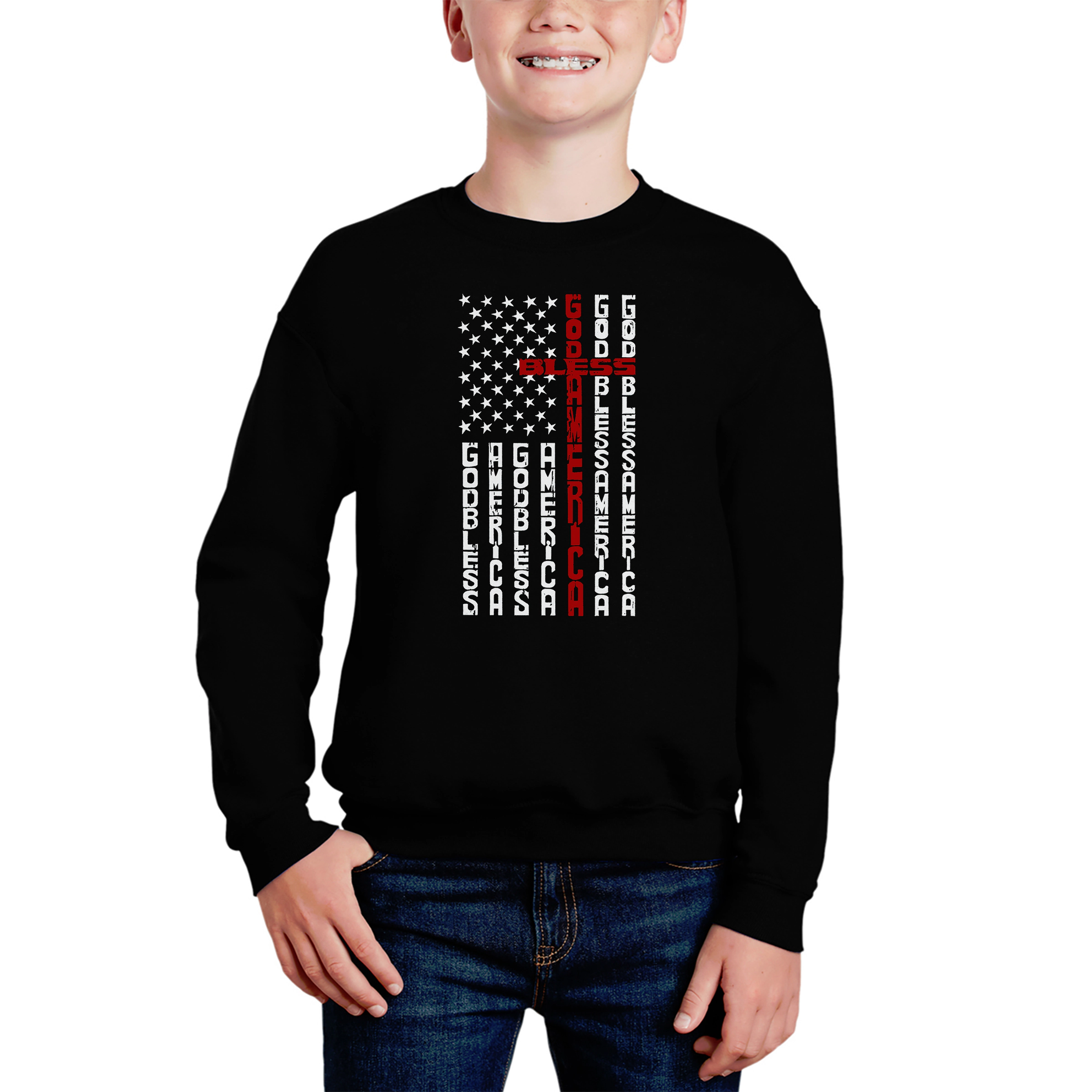 LA Pop Art Boy's Word Sweatshirt - Cross Flag