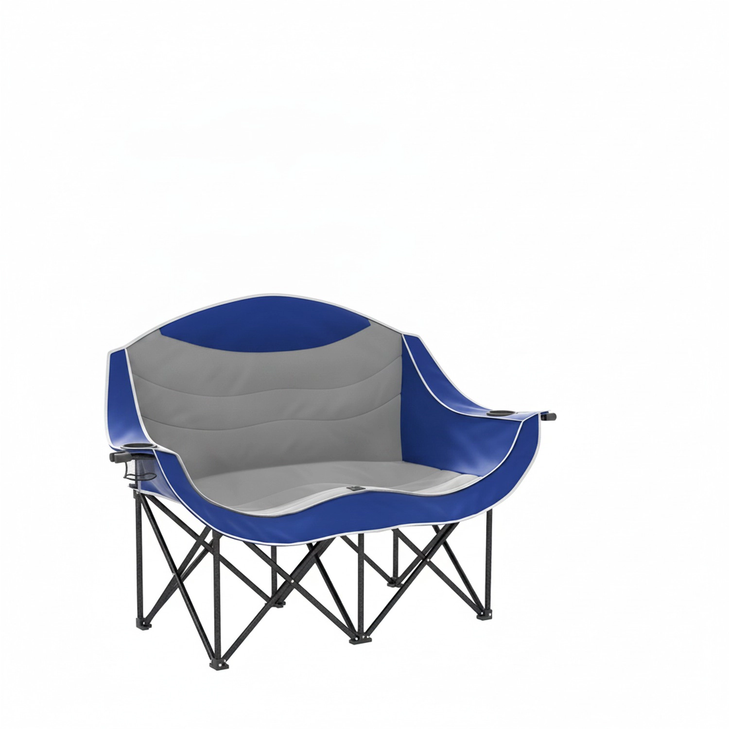 HONGGE Padded Folding Camp Chair for Adults, Double Camping Chair with Armrests, Cup Holders, Carry Bag for Outdoor