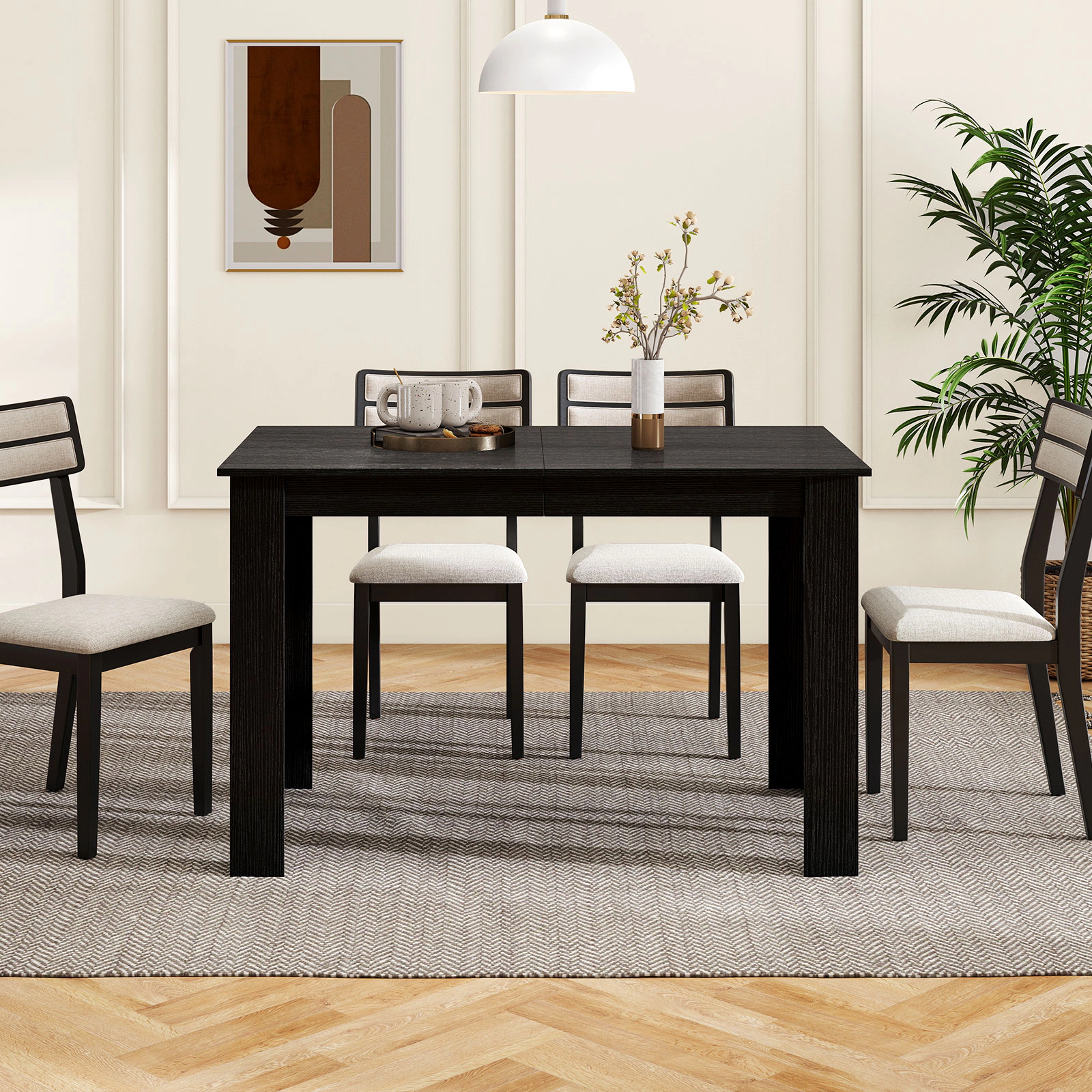 LJG Extendable Dining Table for 4-8 People 47"-62" Large Rectangular Kitchen
