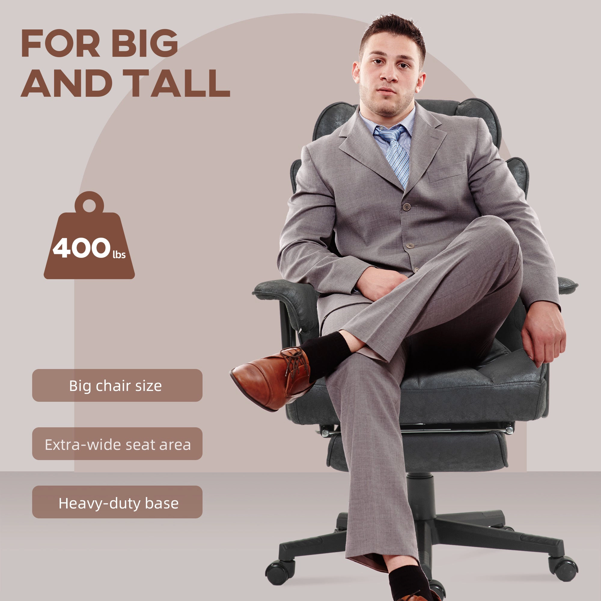 Platinum-Level Office Chairs Massage Executive Office Chair Big And Tall With Heat 6 Vibration Points Lumbar Support