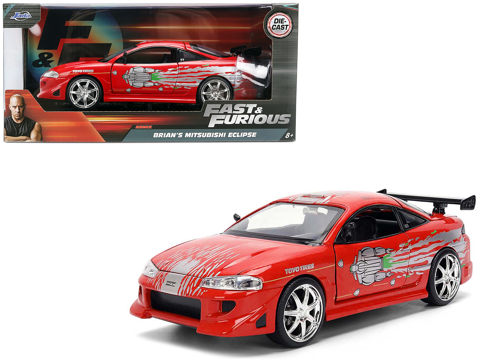 Jada Brian's Mitsubishi Eclipse Red with Graphics Remix "The Fast and The Furious" (2001) Movie "Fast &