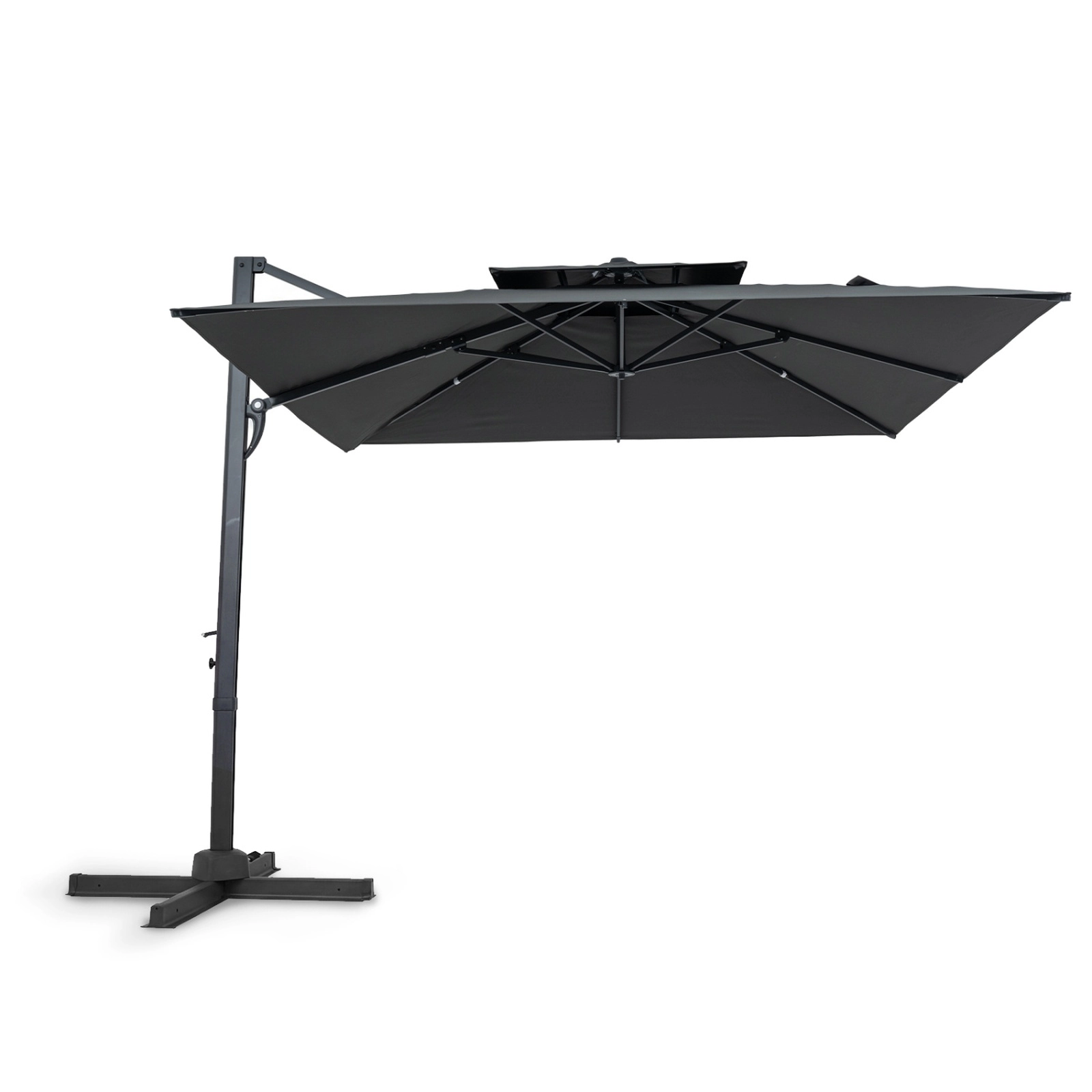 SUGIFT 10-ft Gray Offset Cantilever Patio Umbrella with Aluminum Pole and Cross Base
