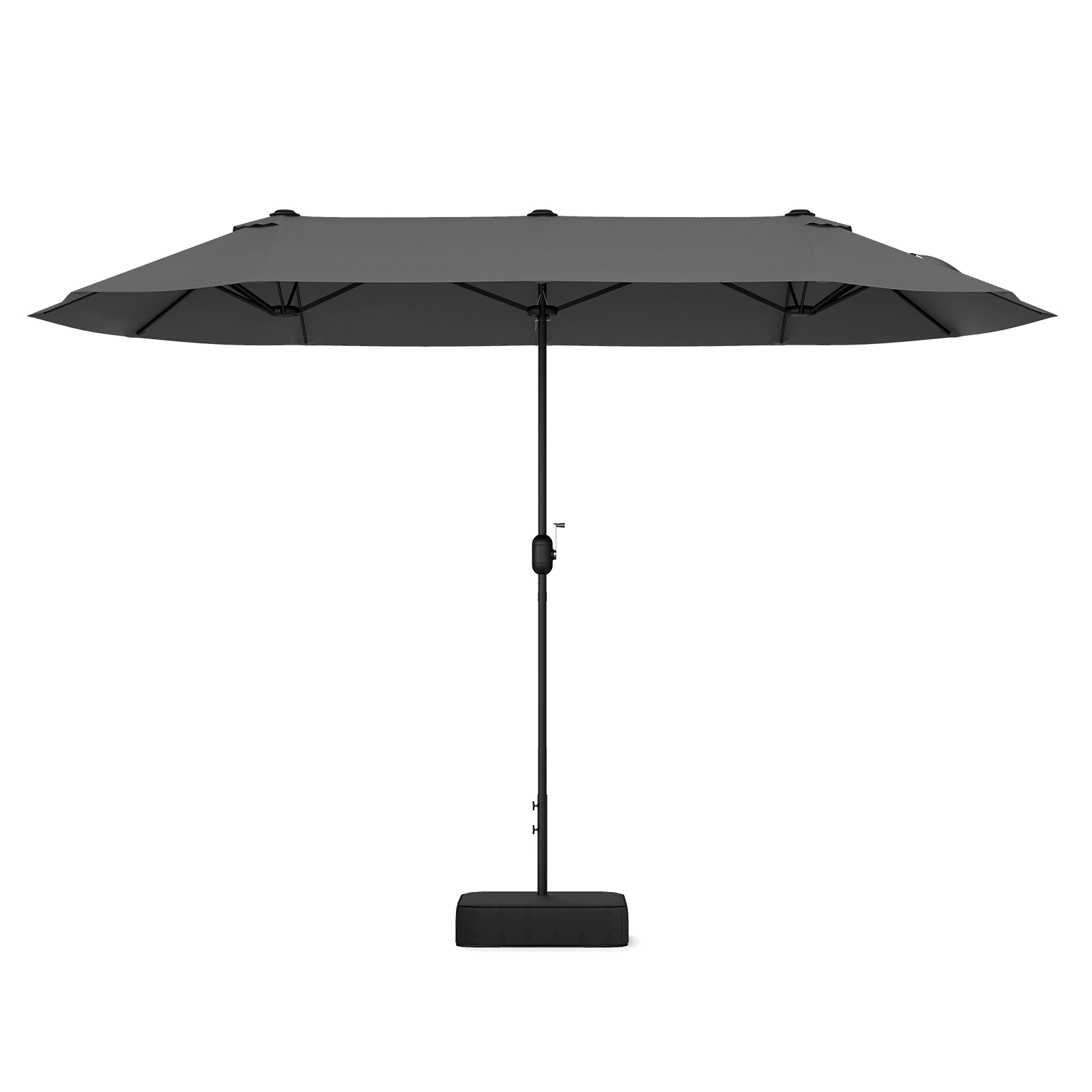 SUGIFT 13 ft Gray Rectangular Double-Sided Patio Umbrella with Crank Lift, 12 Ribs and Fillable Base