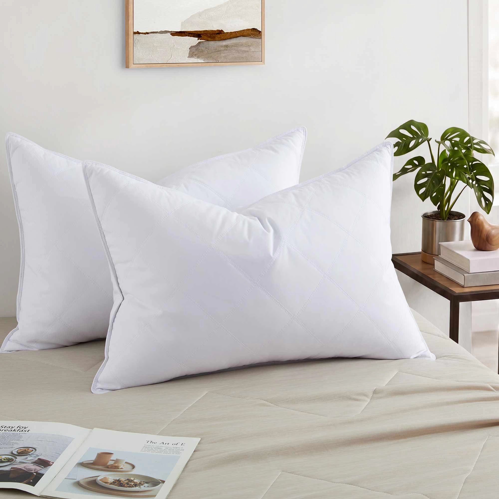 PeaceNest Diamond Stitch Goose Feather Hotel Bed Pillows Set of 2