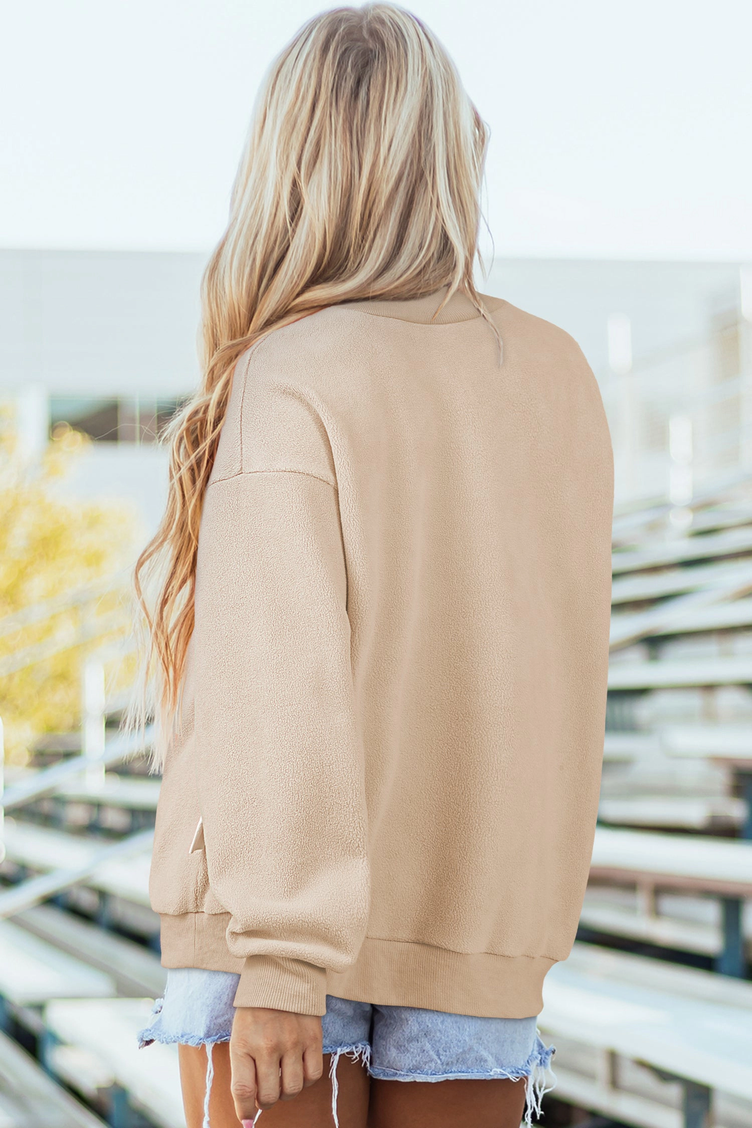 Threaded Pear Women's Leah Shoulder Reversible Mock Sweatshirt