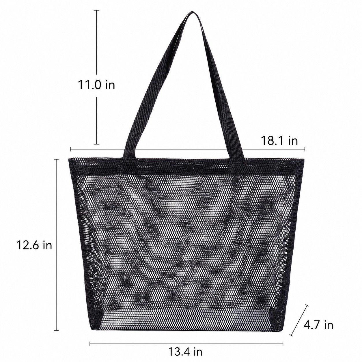 Alilang Women's Reusable Mesh Shopping Tote Bag with Snap Closure and Carry Handles, Mint Green
