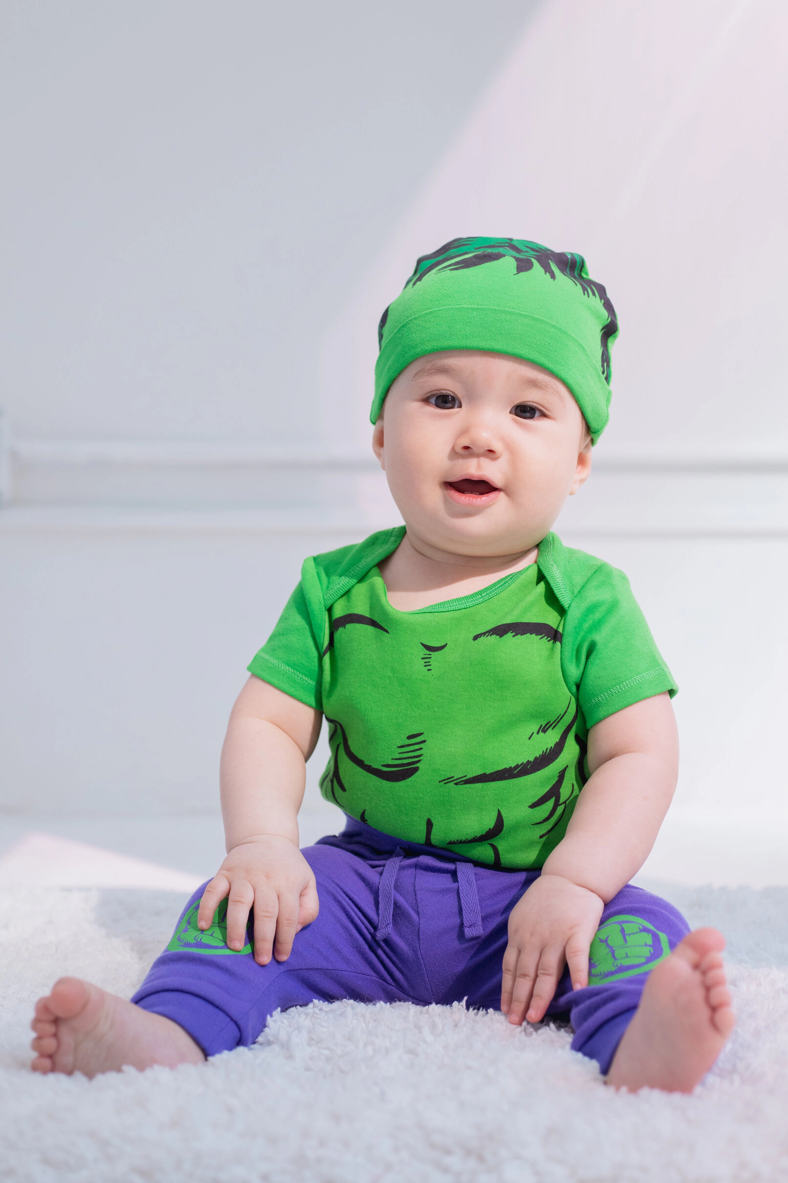 Marvel Avengers The Hulk Baby Boys' Cosplay Bodysuit Pants and Hat Set