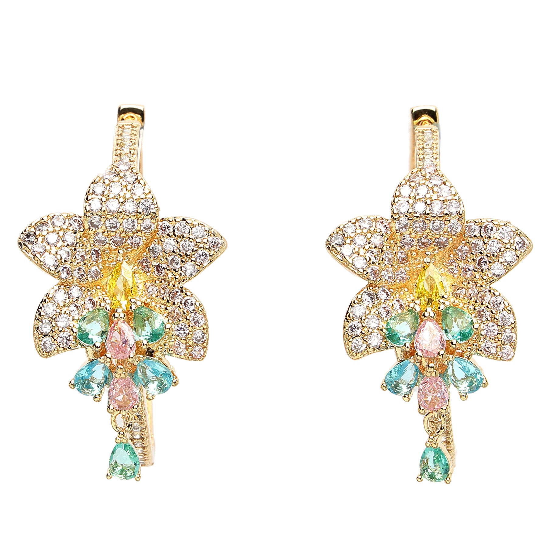 AGP PARIS Womens Diva Collection Hibiscus Zirconia Hoop Earrings