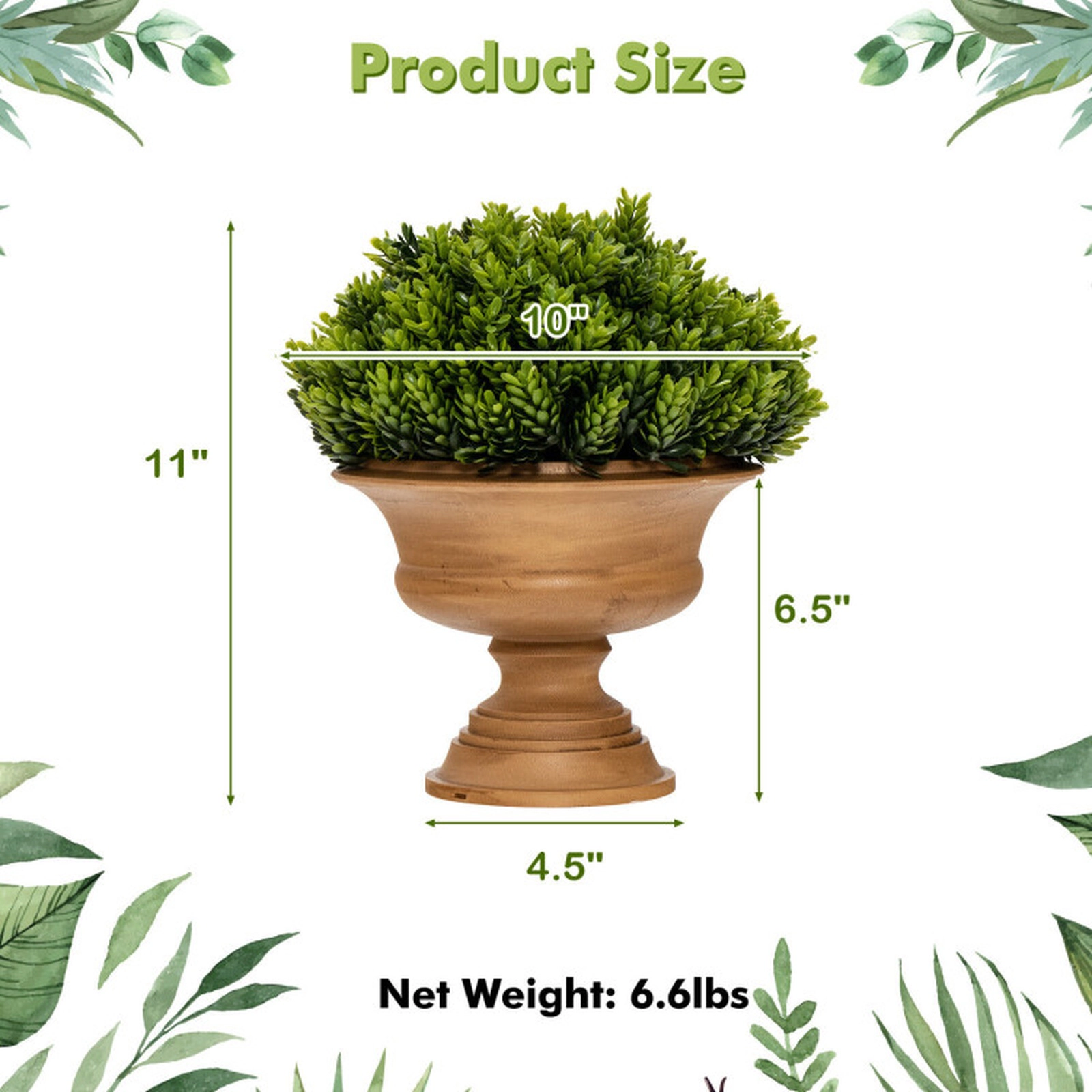 SUGIFT Set of 4 11.5-in Artificial Boxwood Topiary Potted Plants with Dense Leaves and Golden Pots