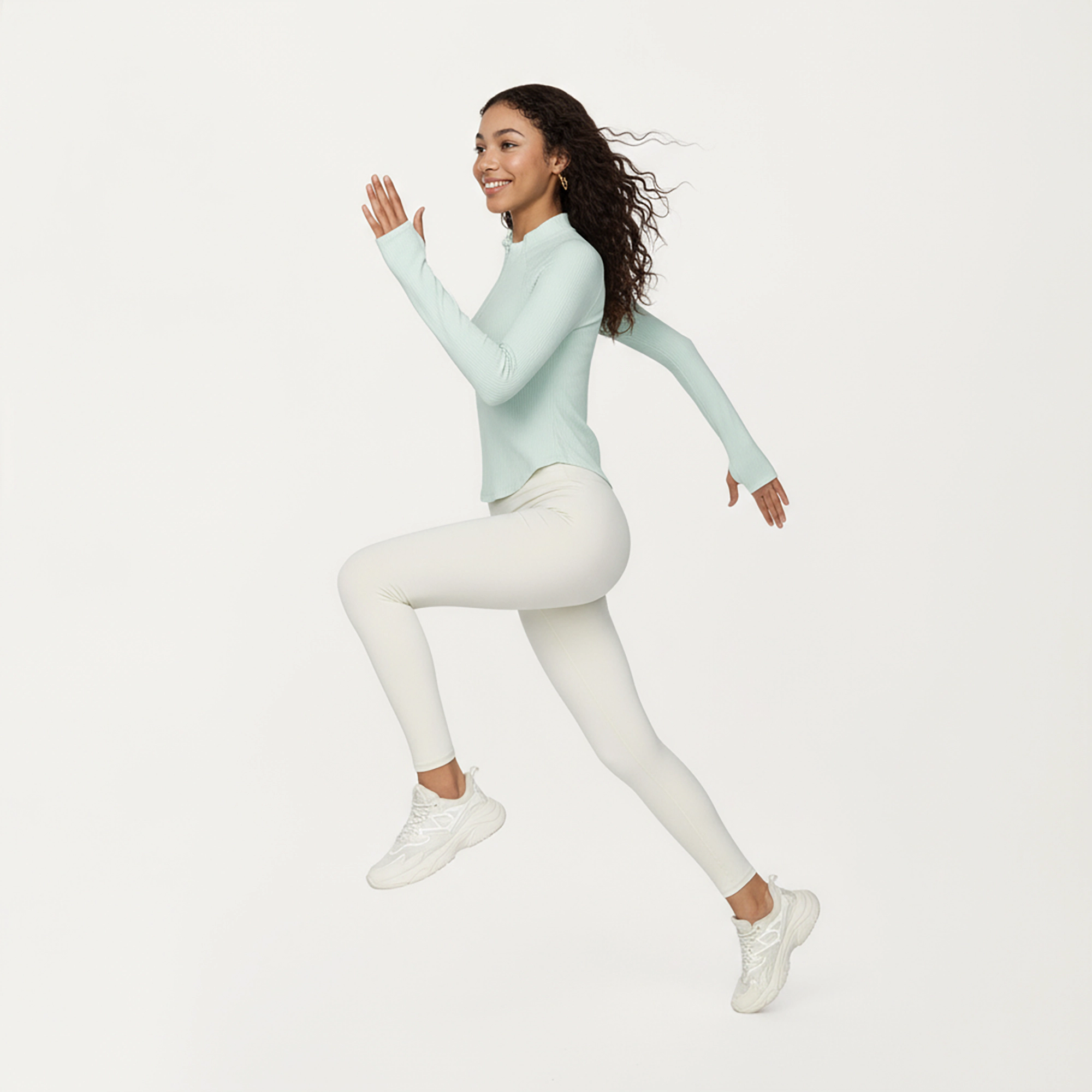 Anna-Kaci Women's Long Sleeve Ribbed Knit Half-Zip Top with Curved Hem and Fitted Silhouette