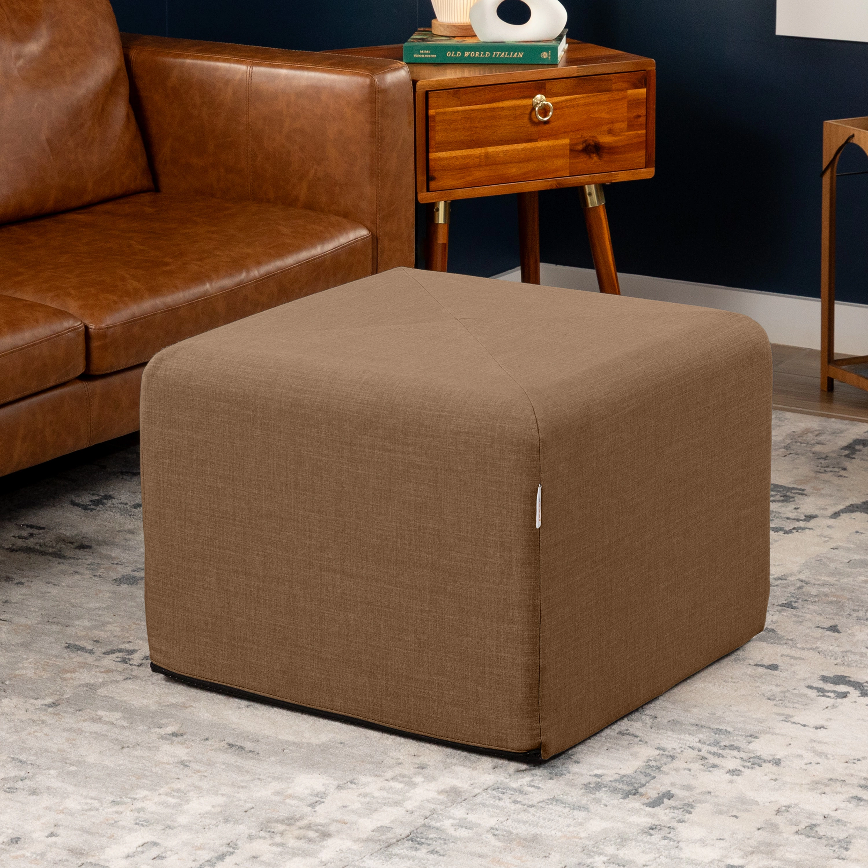Jaxx Monroe Square Foam Ottoman with Stain Resistant Performance Fabric, Large (24 x 24 18)